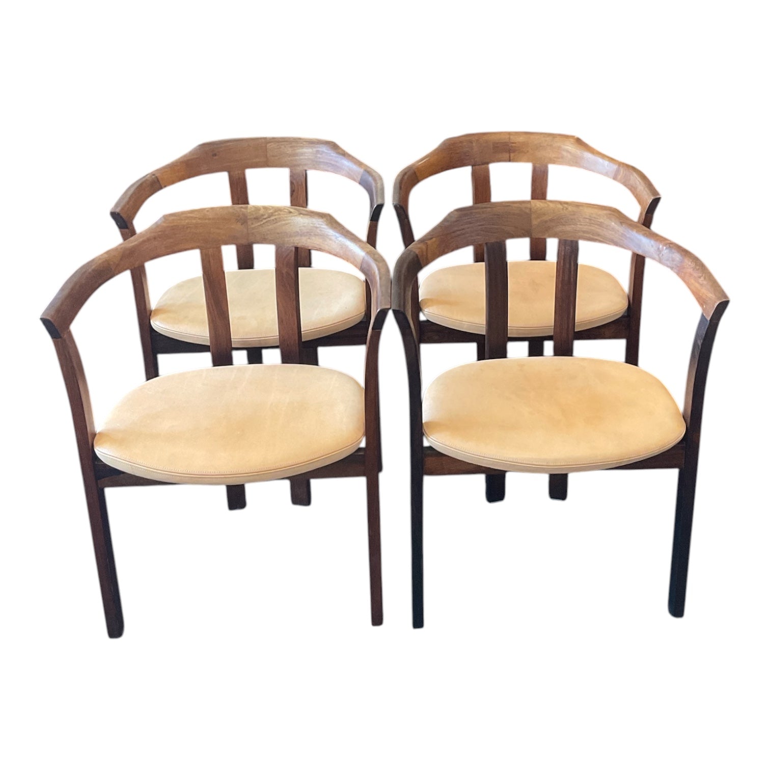 Set of (4) Danish Dining Chairs with leather seats