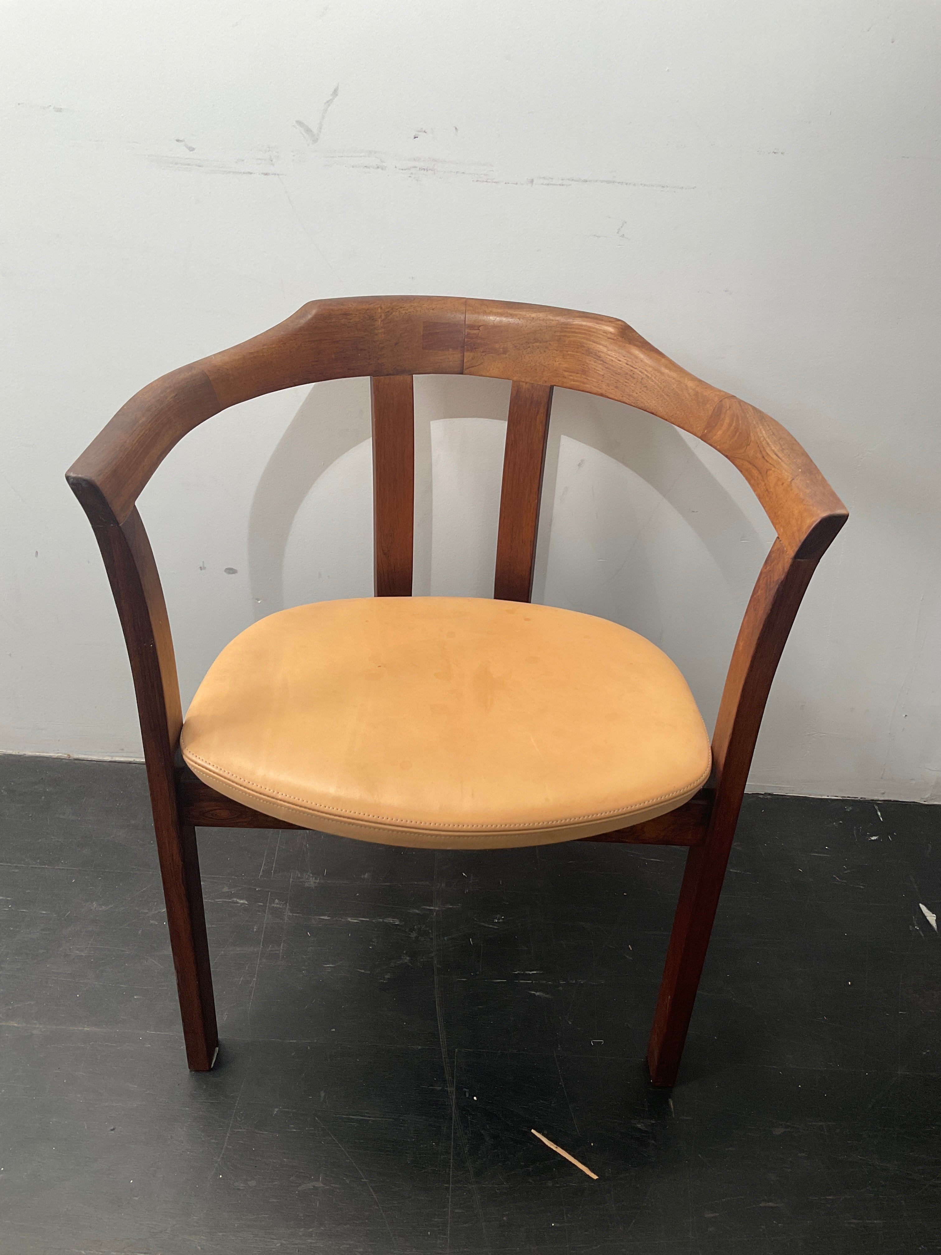 Set of (4) Danish Dining Chairs with leather seats