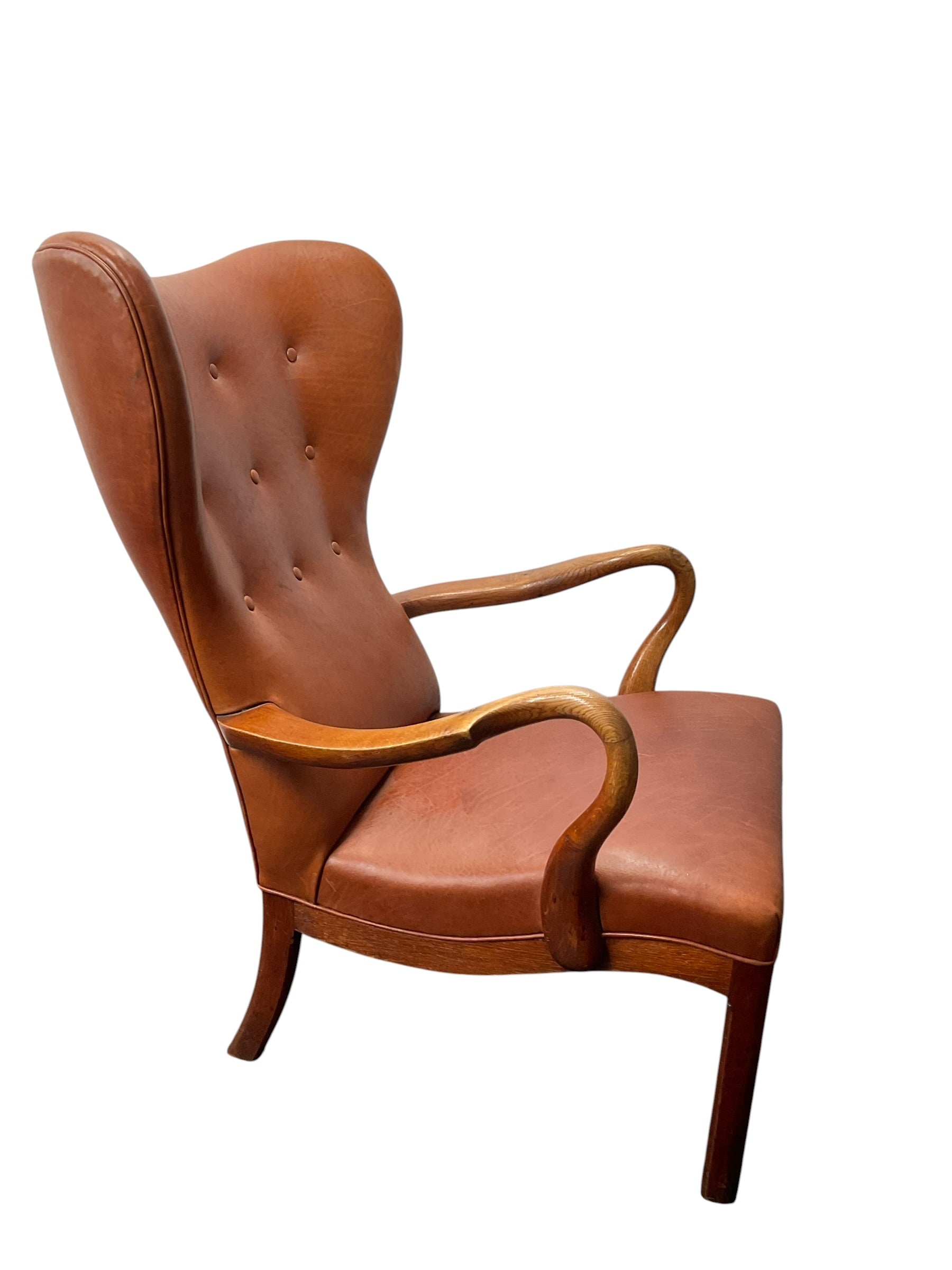 1940's Jacob Hermann Danish Leather Arm Chair