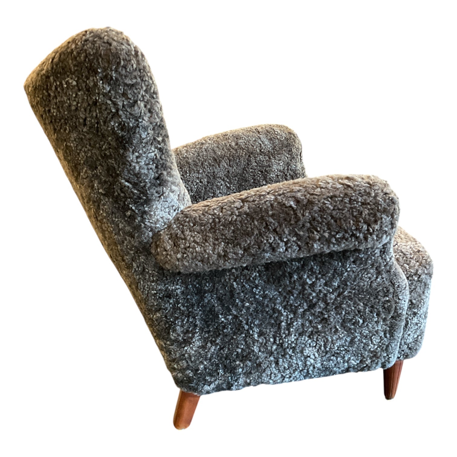 Pair of 1940s Danish armchairs newly upholstered in shearling