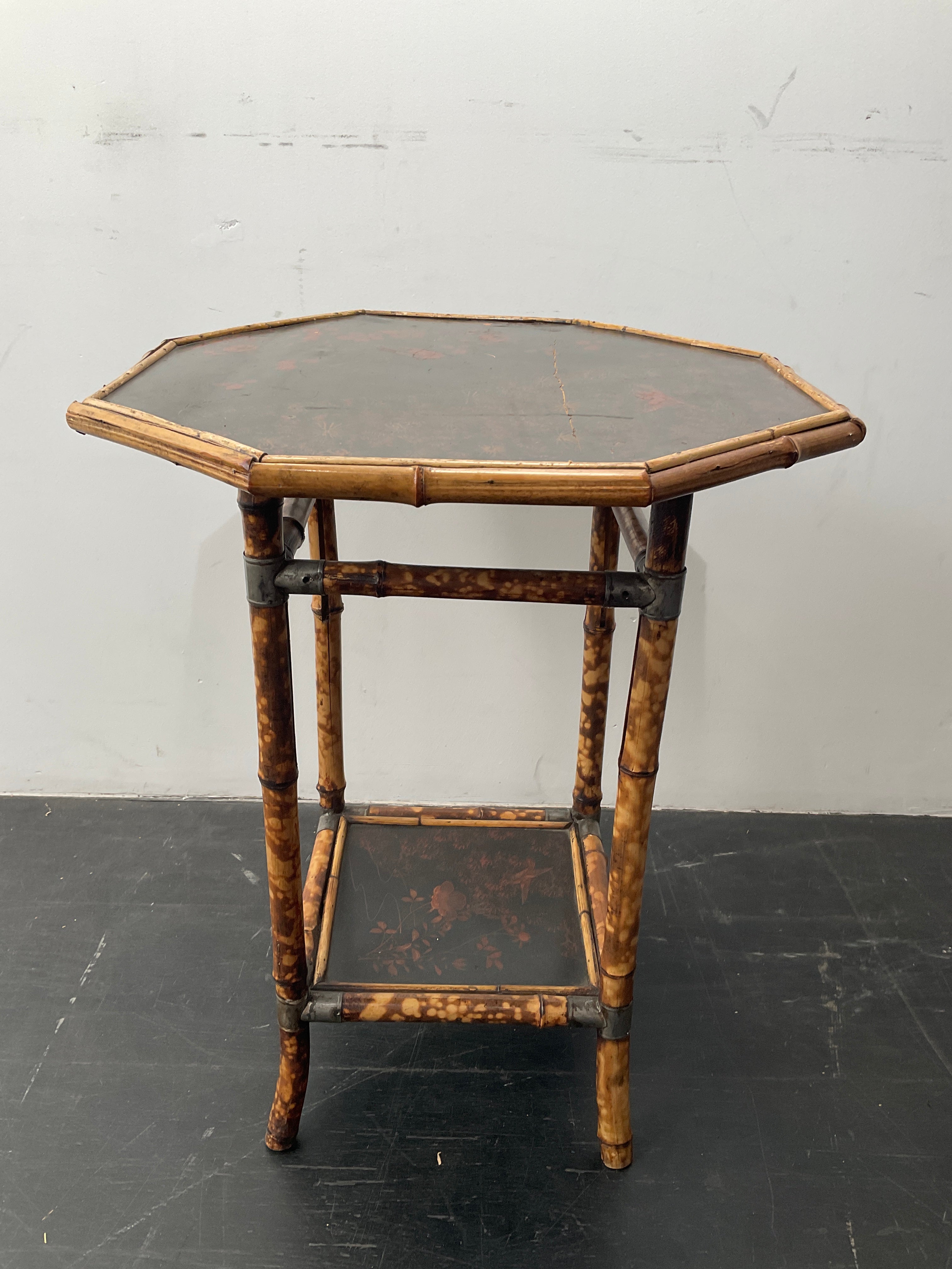 English Chinoiserie Octagonal Side Table in Bamboo