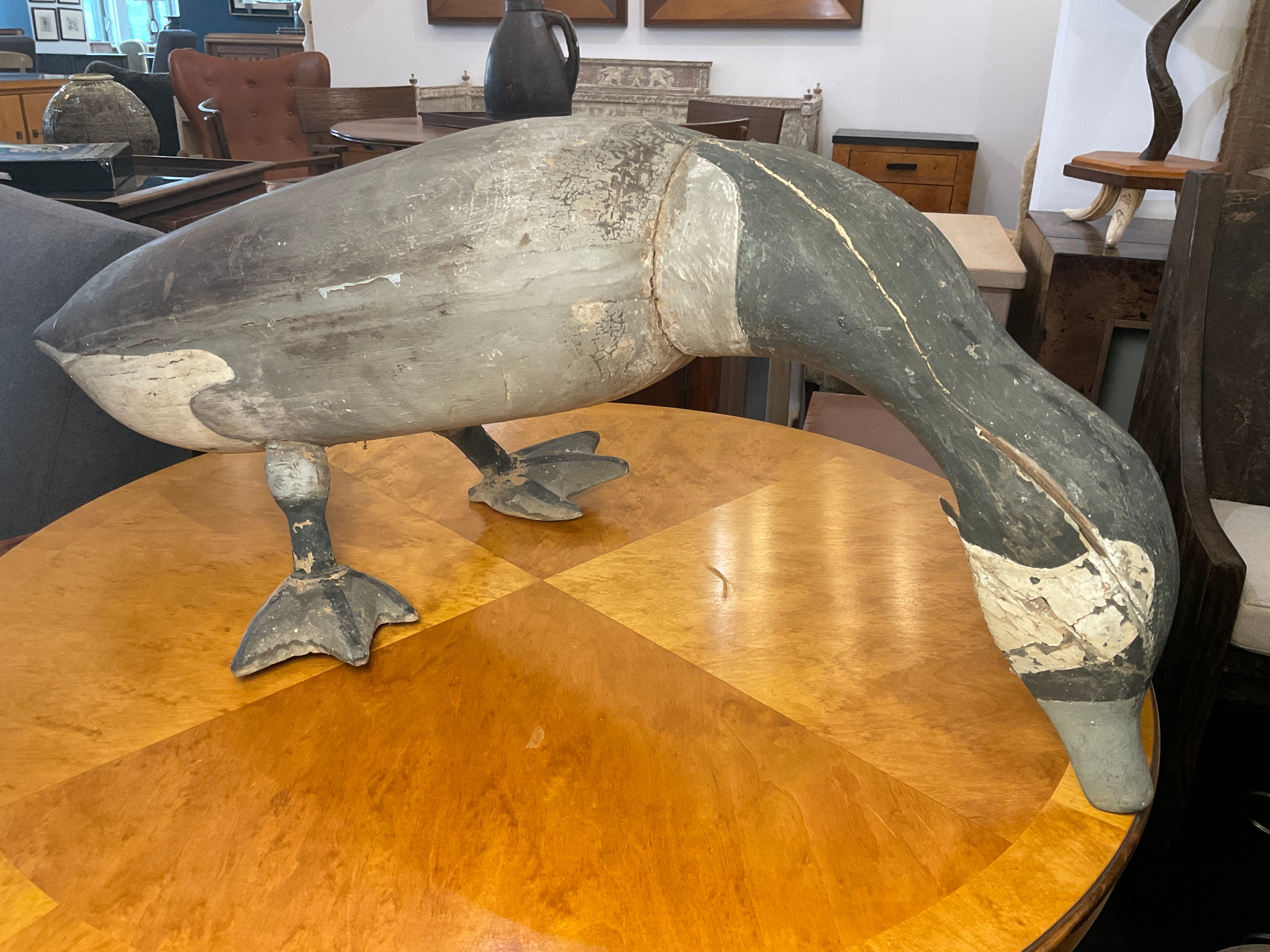 19th century american canvas and painted Goose decoy
