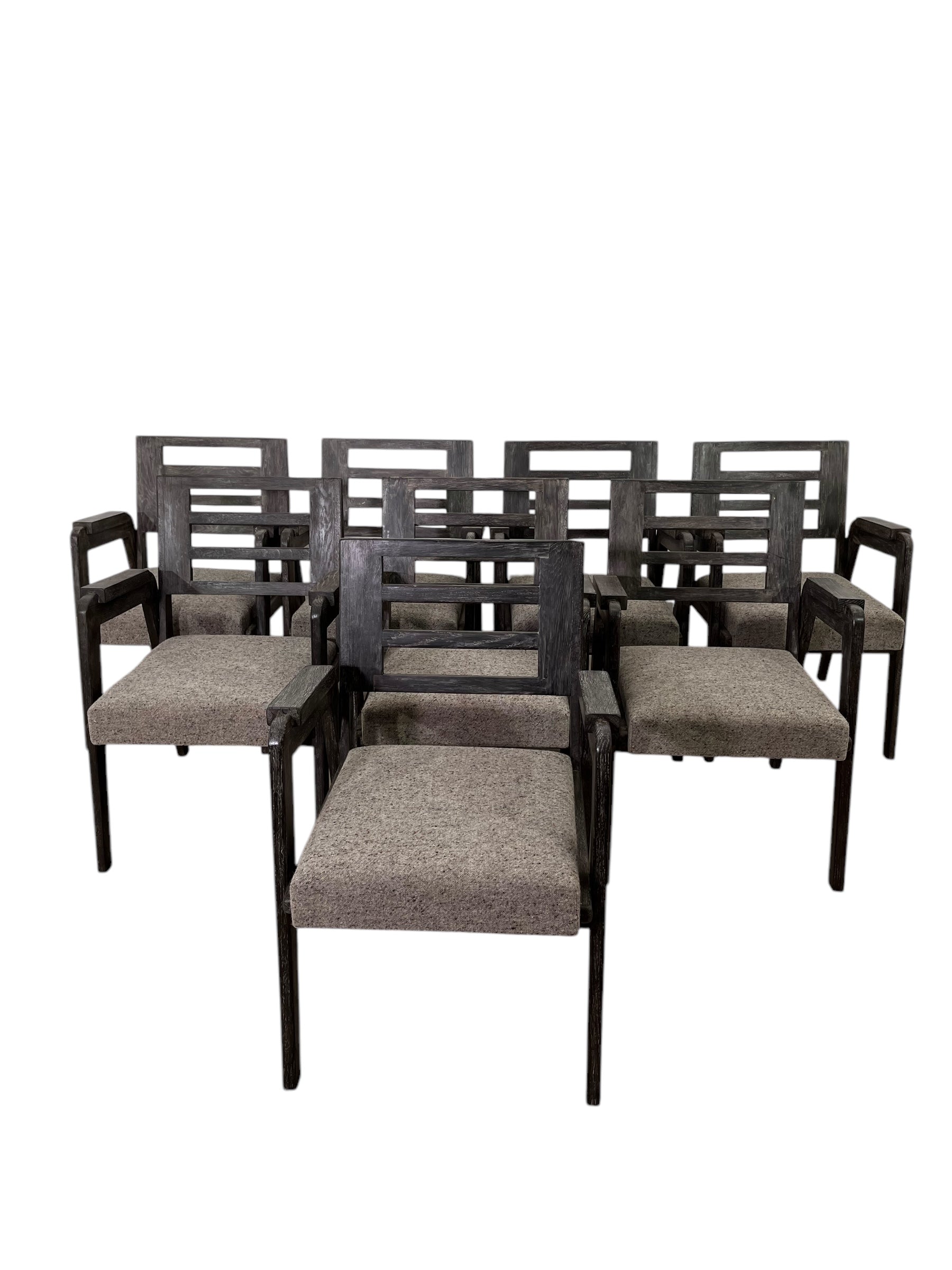 Set of (8) French Cerused Dining Chairs