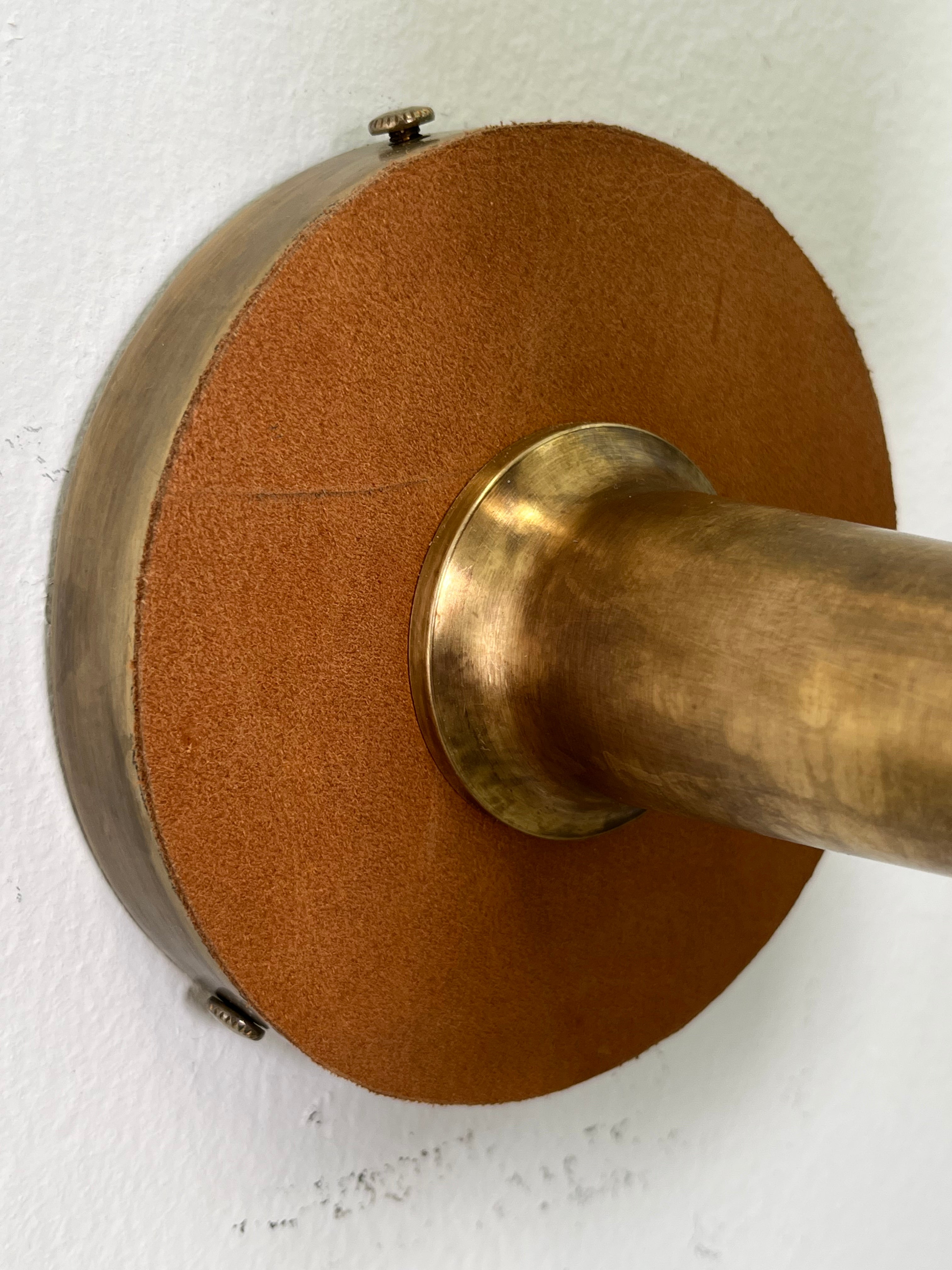Pair of Limited Edition Oak and Leather Sconces