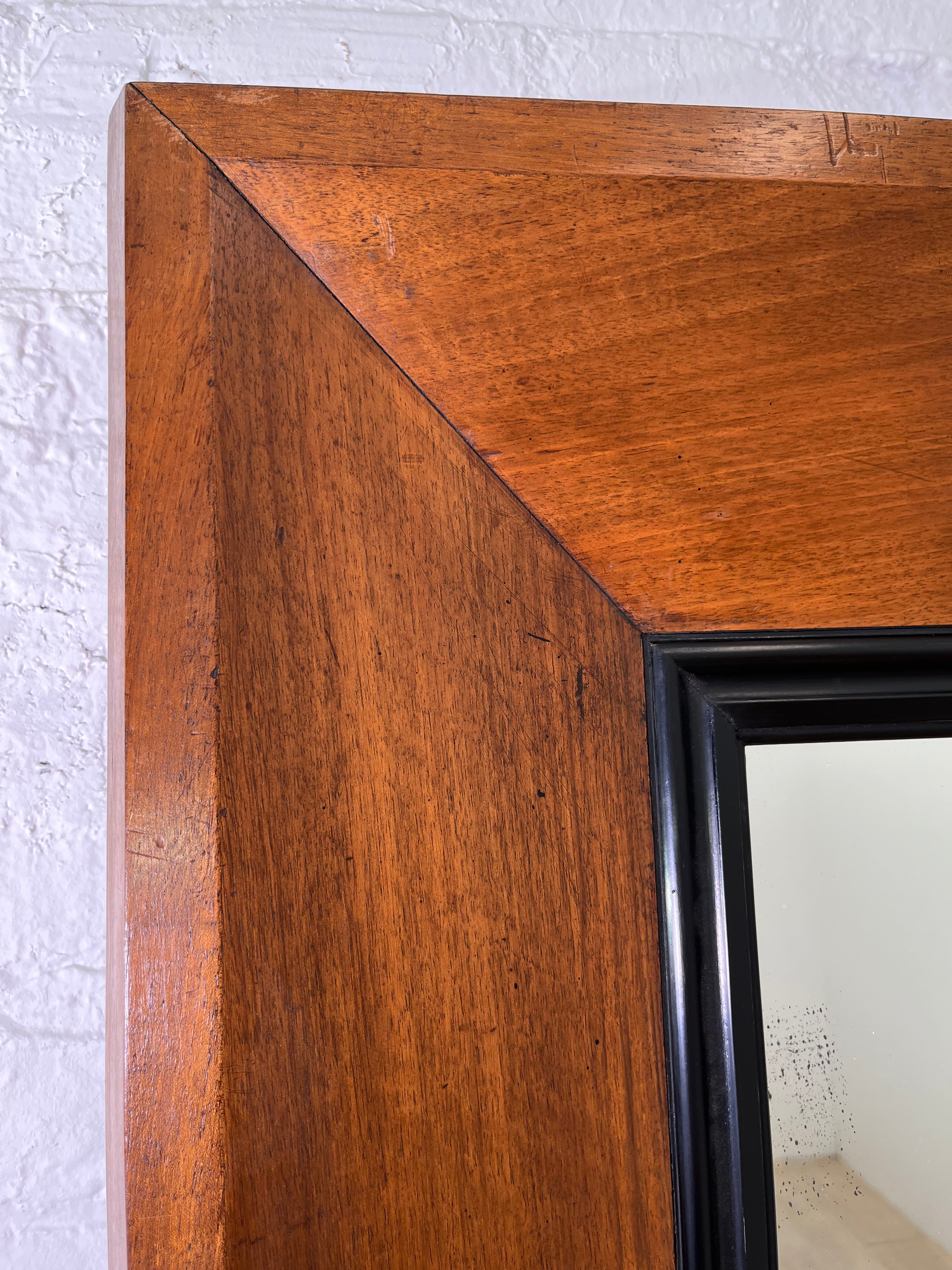 Large English Burl and Ebonized Mirror