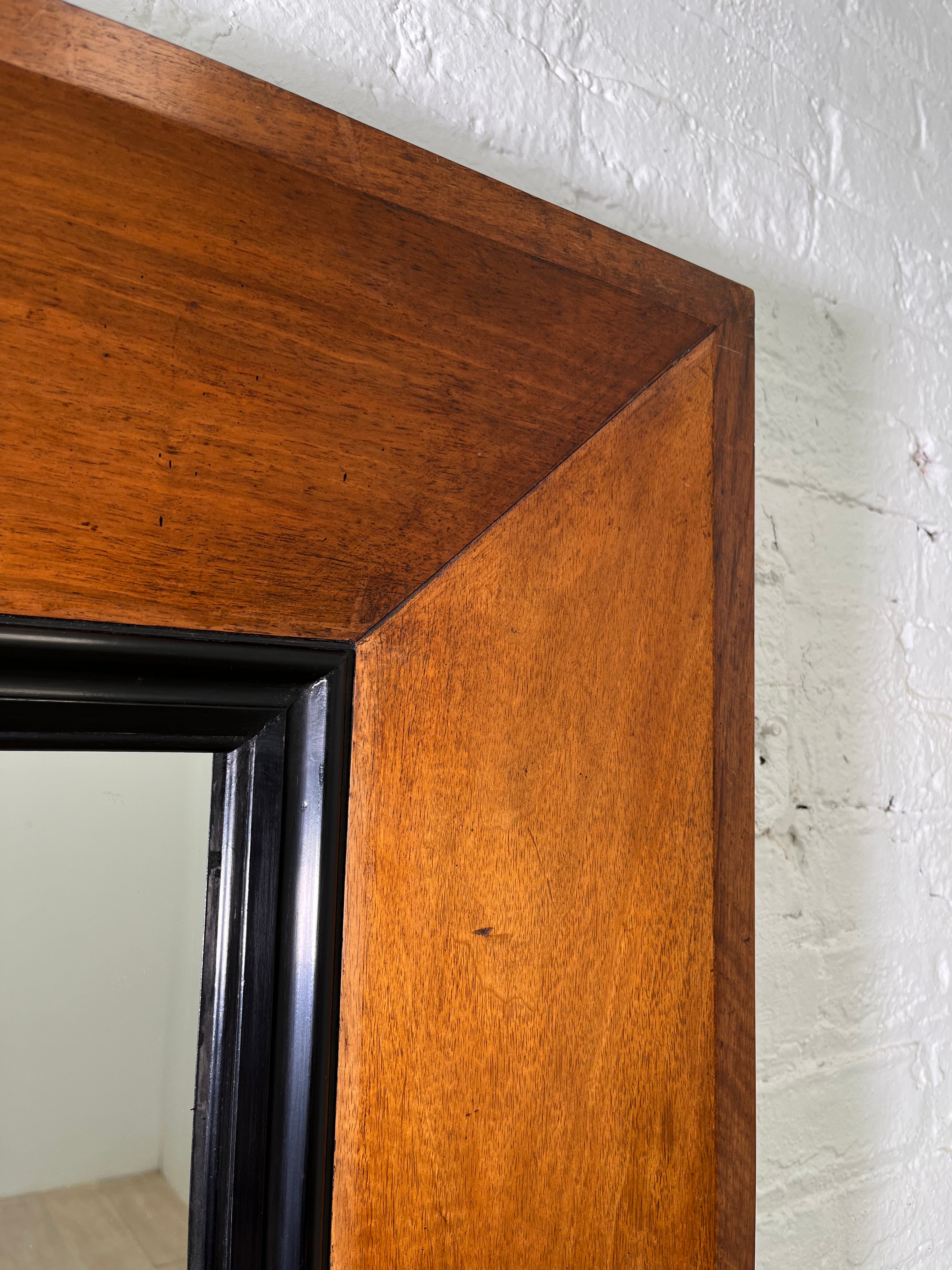 Large English Burl and Ebonized Mirror