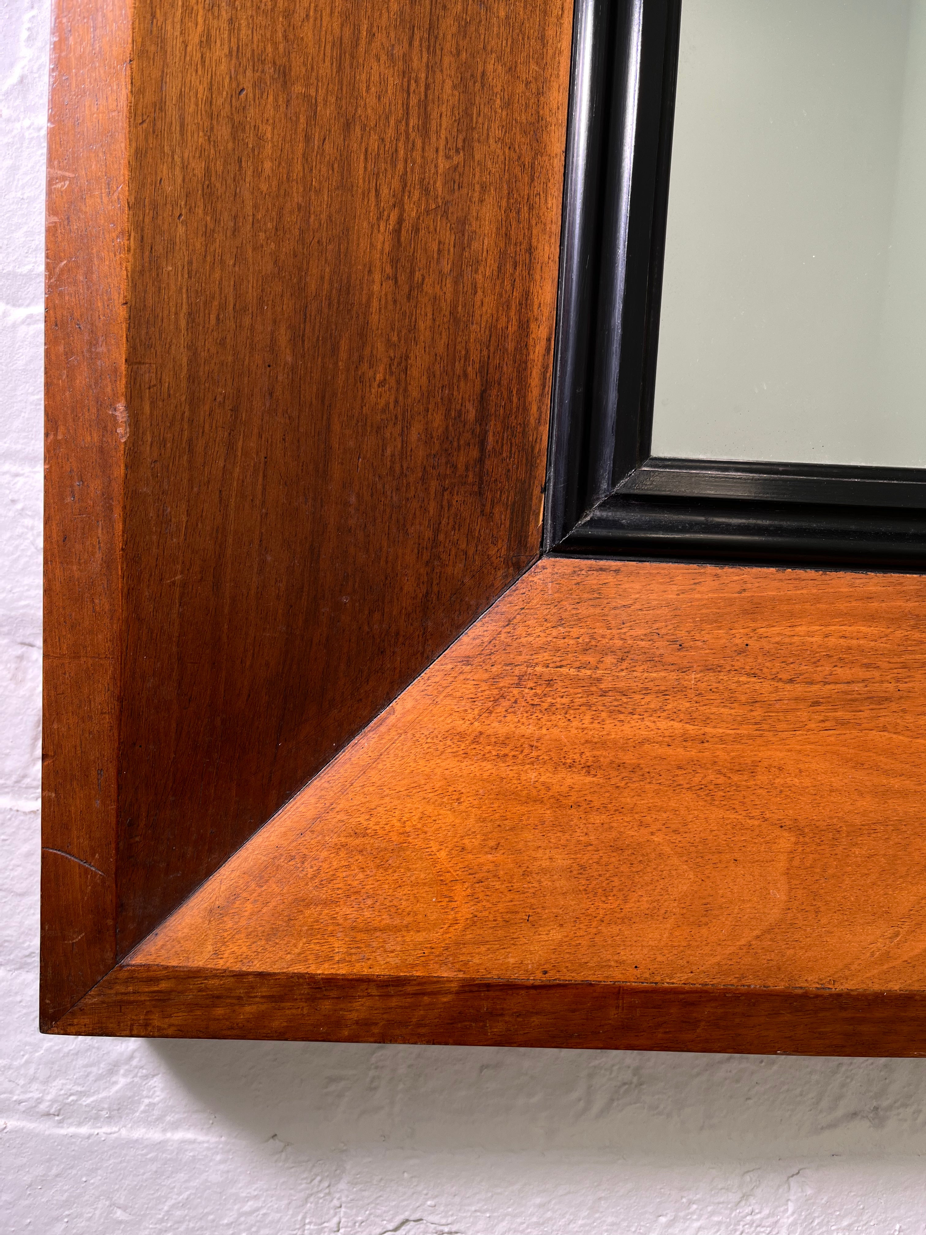 Large English Burl and Ebonized Mirror