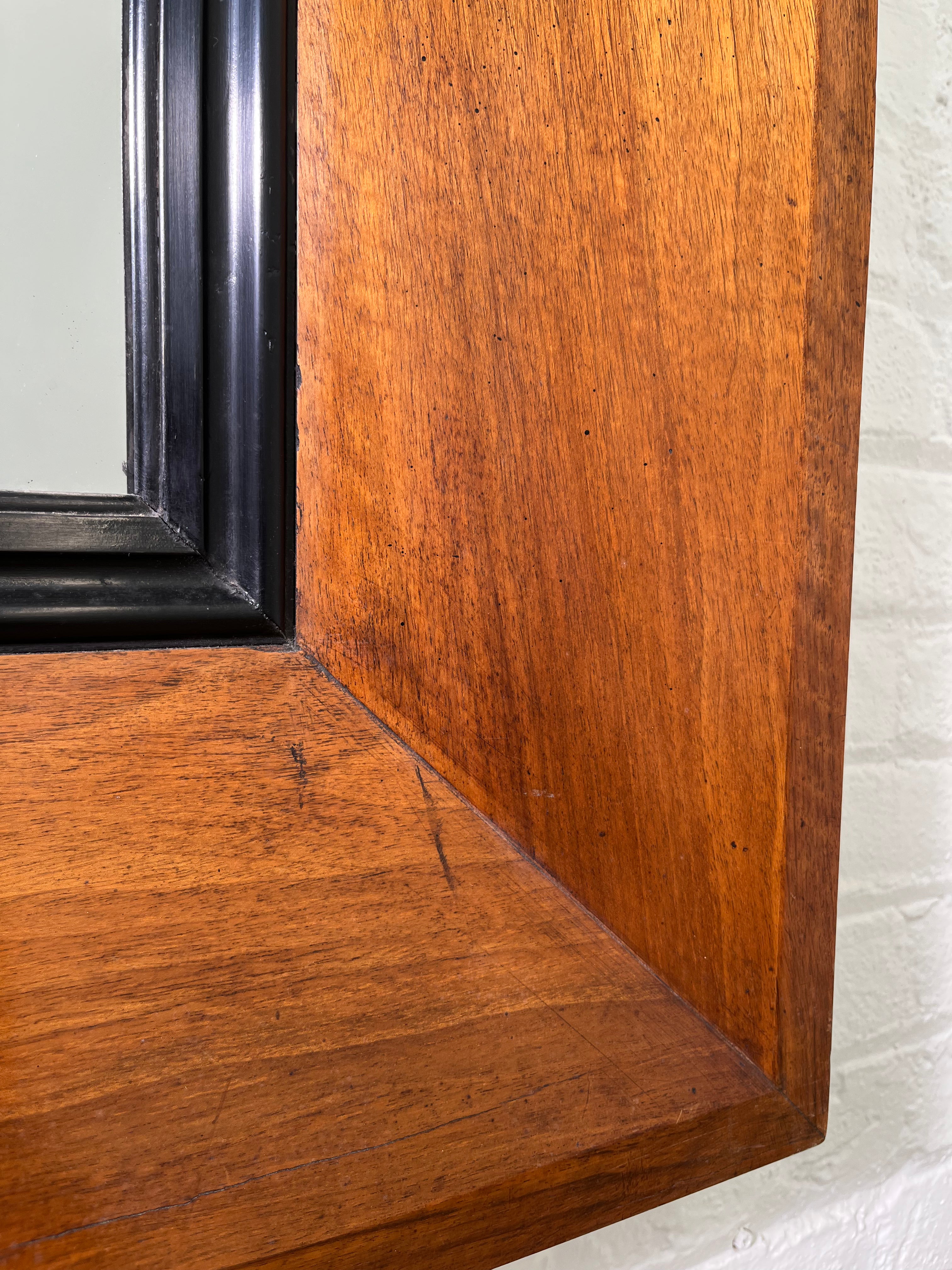 Large English Burl and Ebonized Mirror