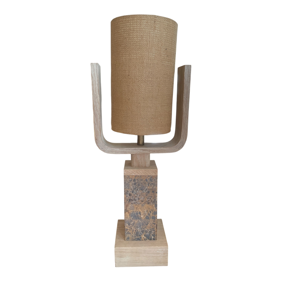 Modern Stone and Oak Lamp