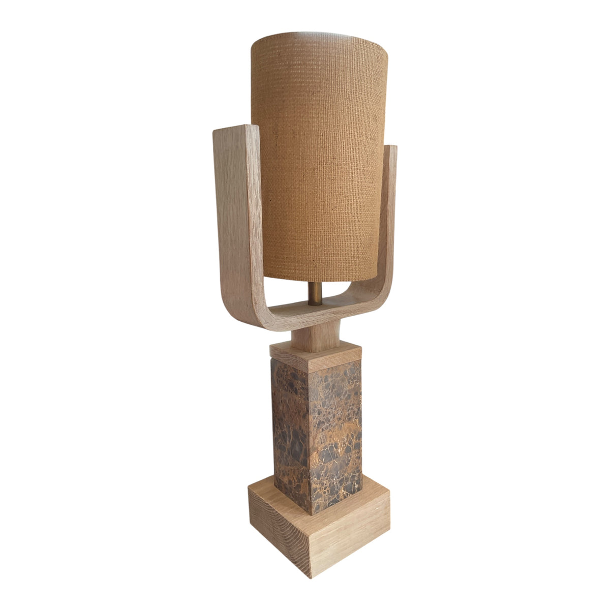 Modern Stone and Oak Lamp