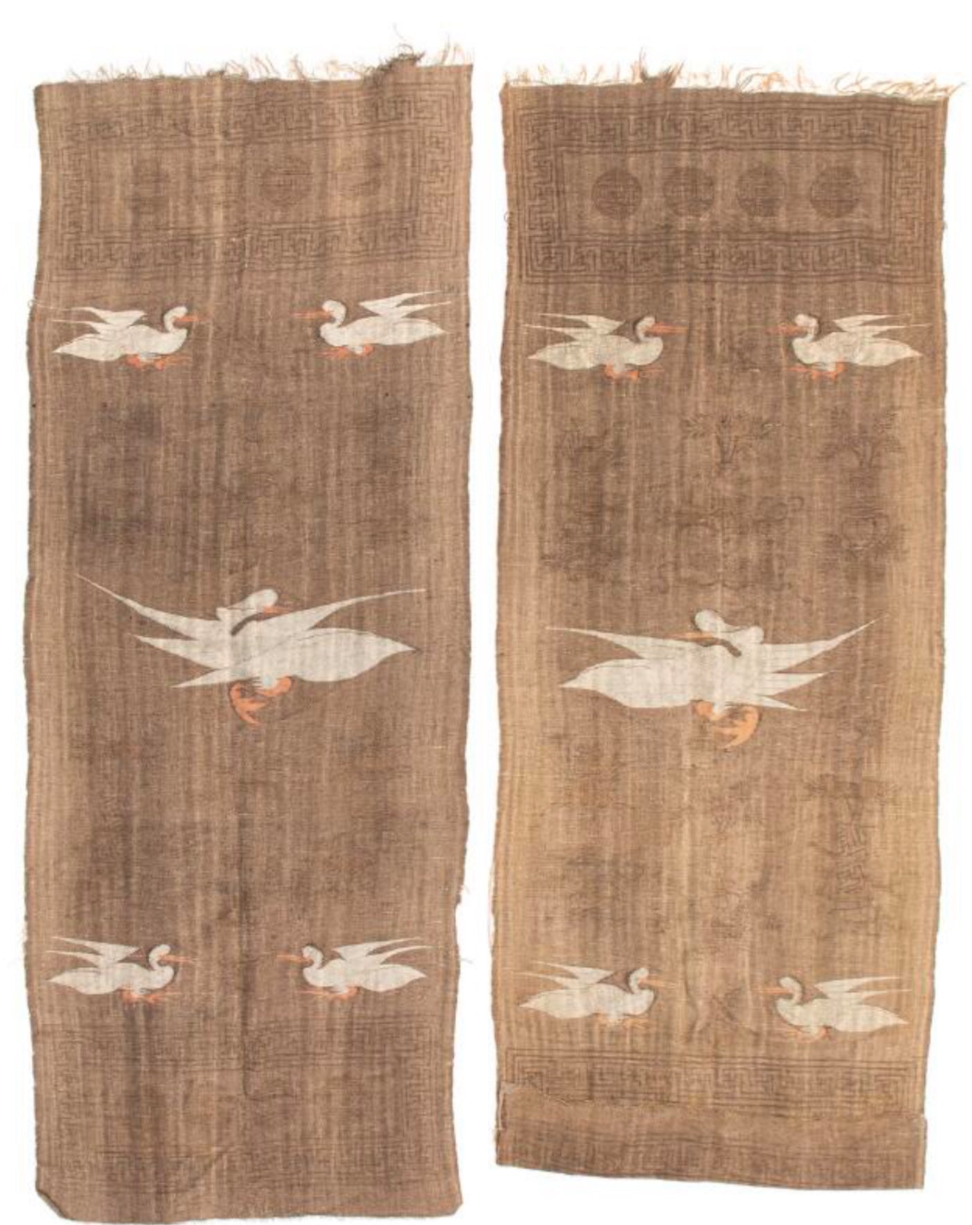 Early 20th Century Large Chinese wool Weaving with Cranes