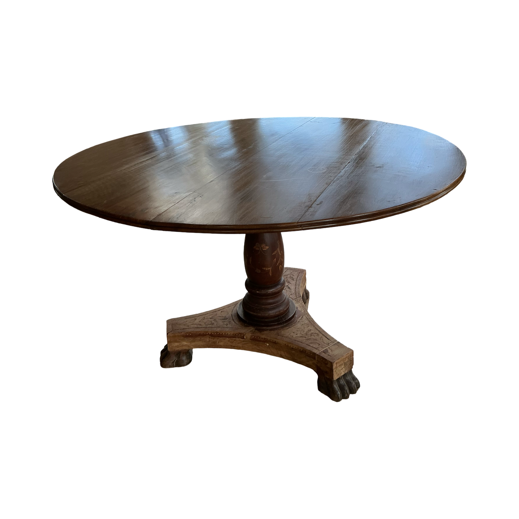 18th Century Walnut Dining Table with Pedestal Base
