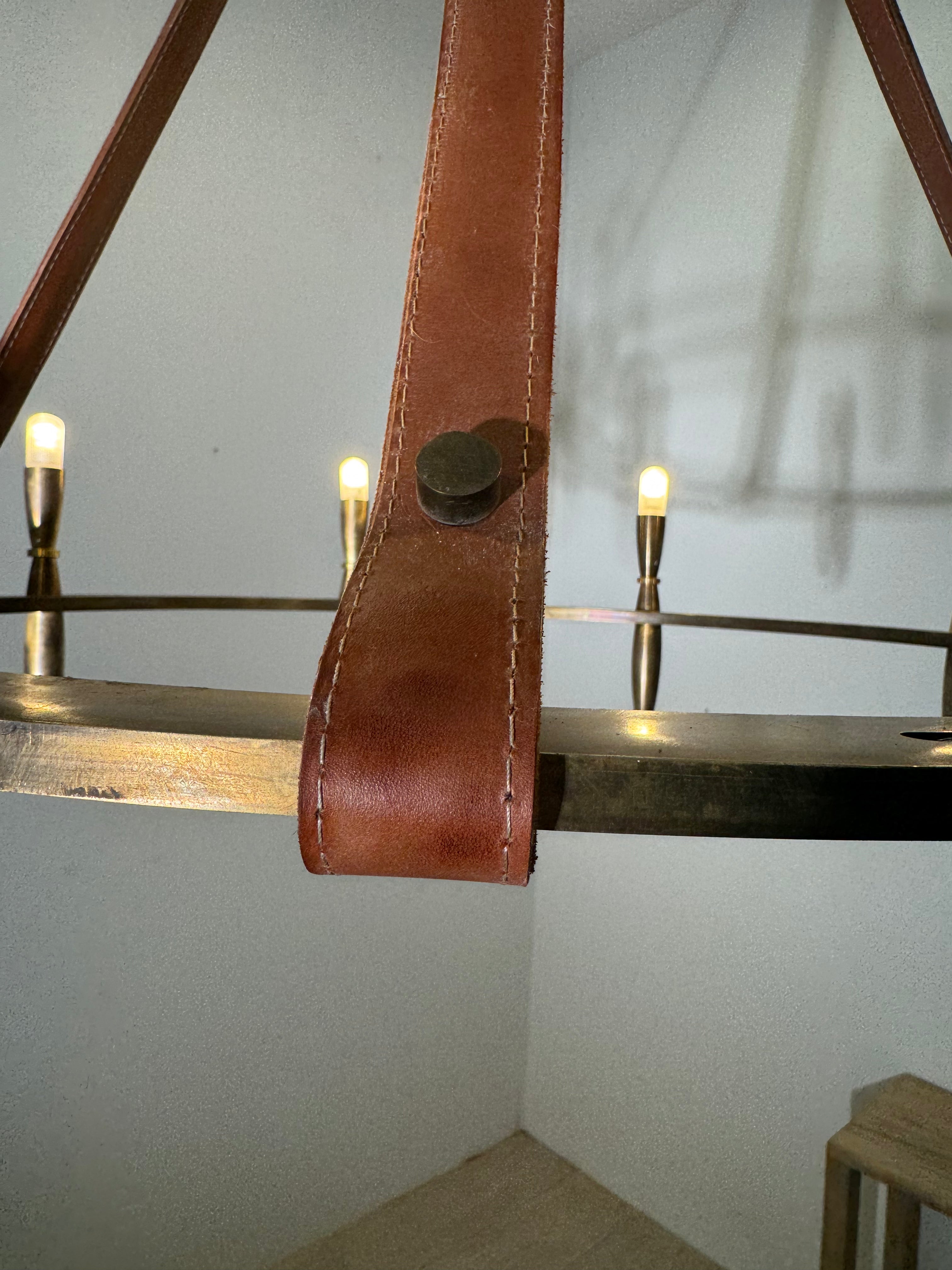 Lucca Studio Bronze & Leather Nate Chandelier