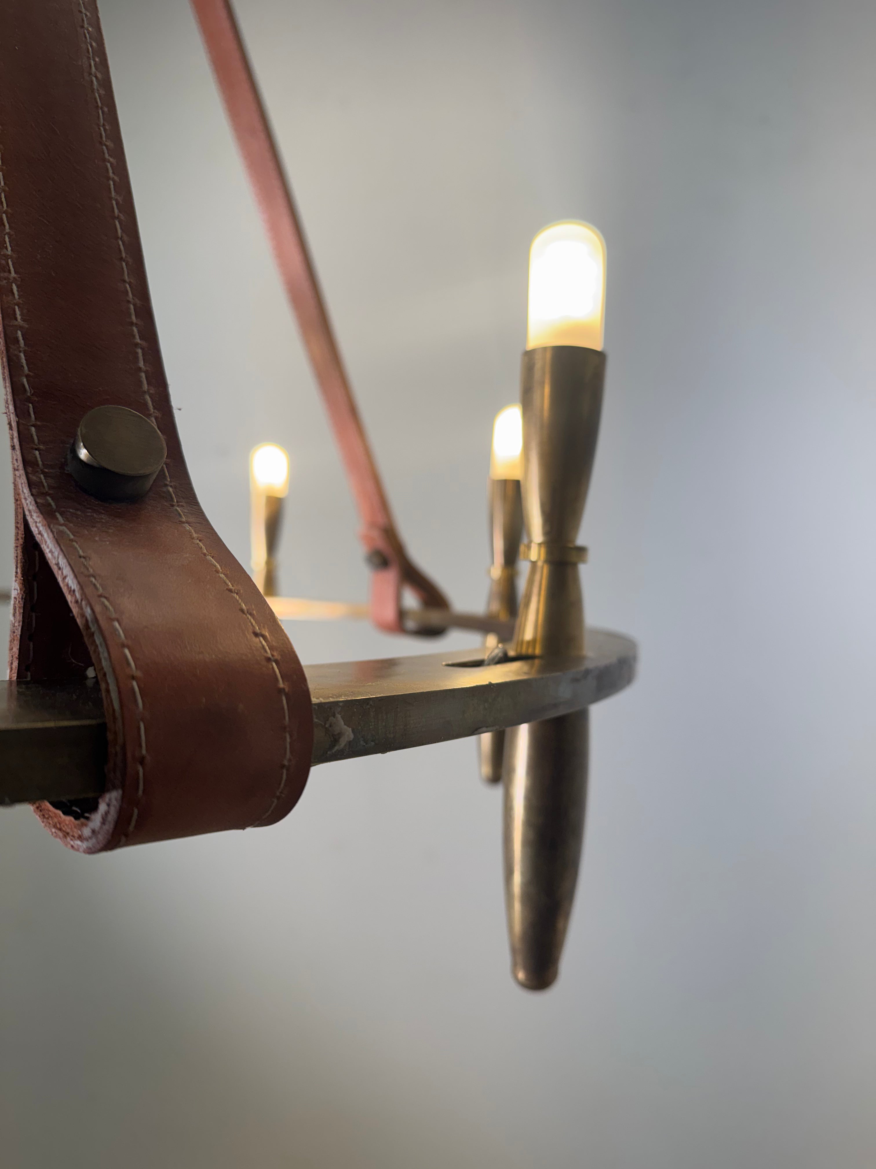 Lucca Studio Bronze & Leather Nate Chandelier