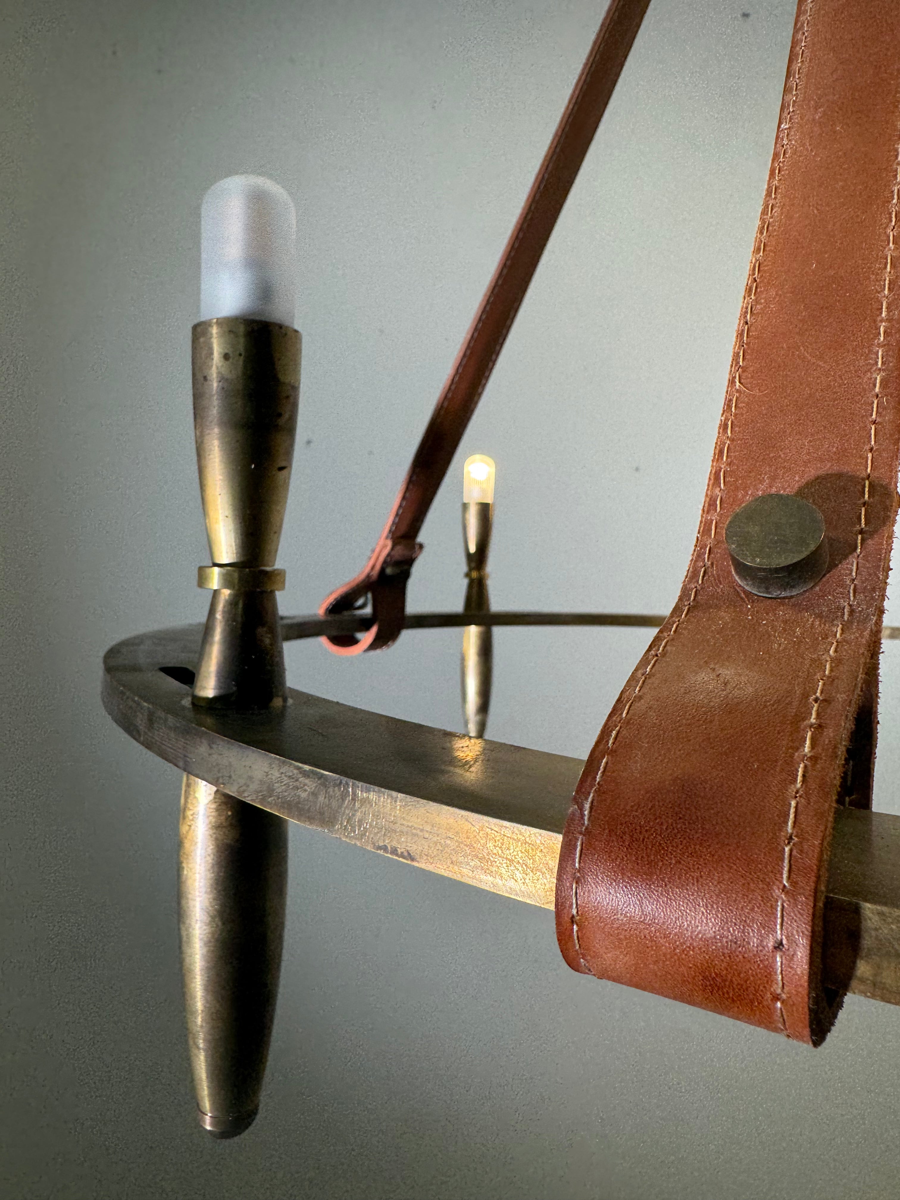 Lucca Studio Bronze & Leather Nate Chandelier