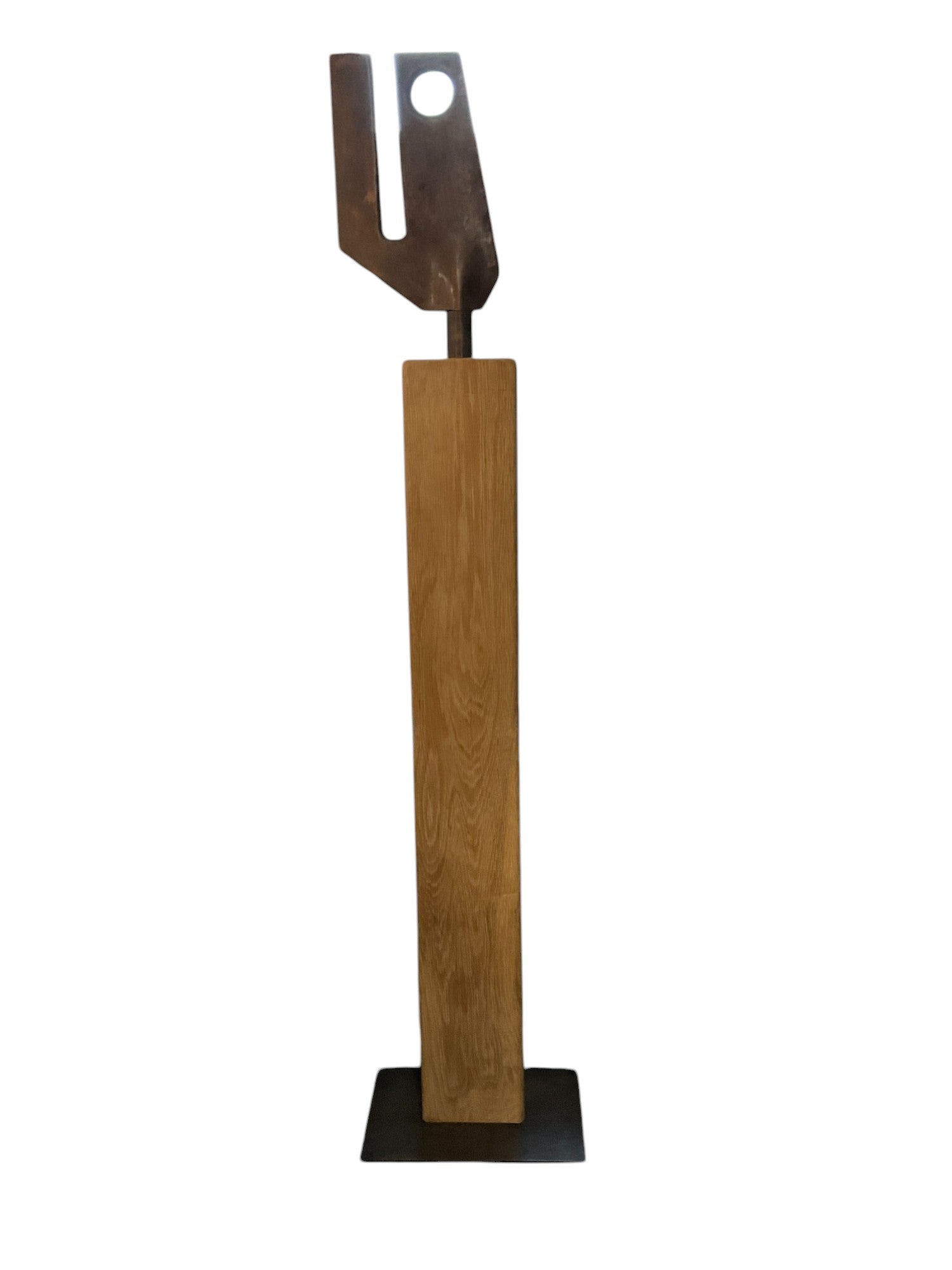 Limited Edition Bronze and Oak Modernist Sculpture