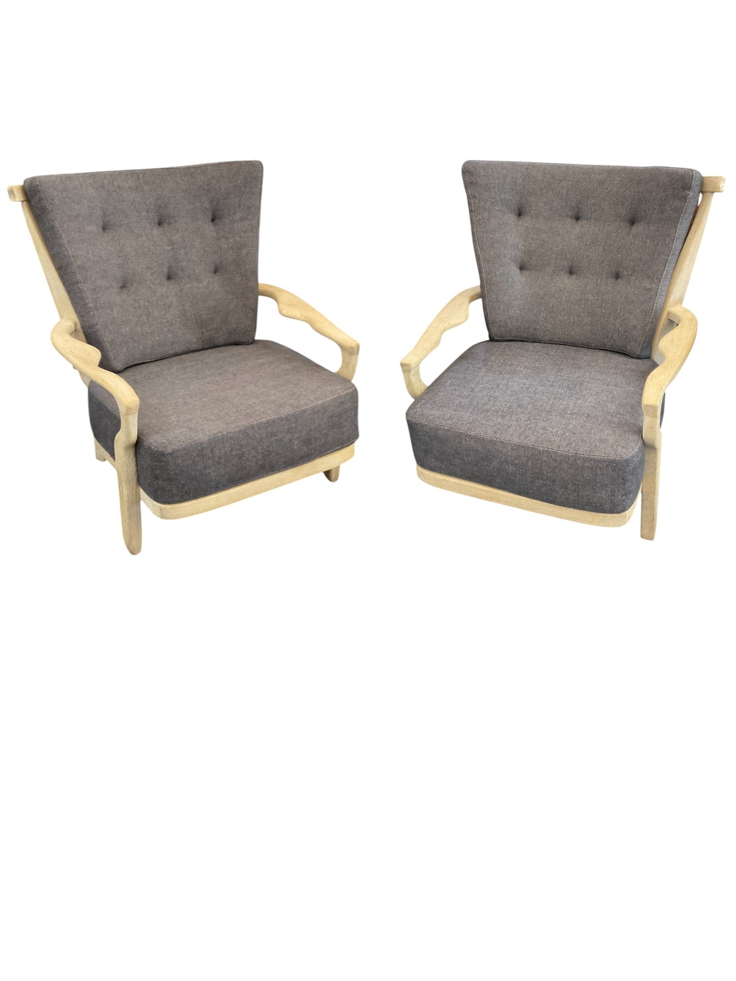 Pair of Guillerme & Chambron Oak Armchairs