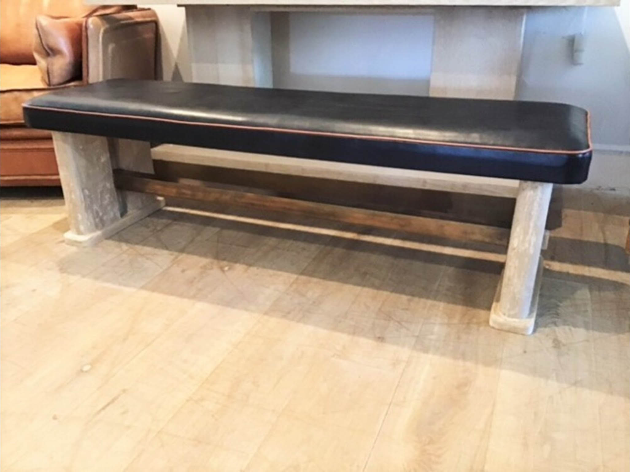 Lucca Studio Morton Oak and Leather Bench