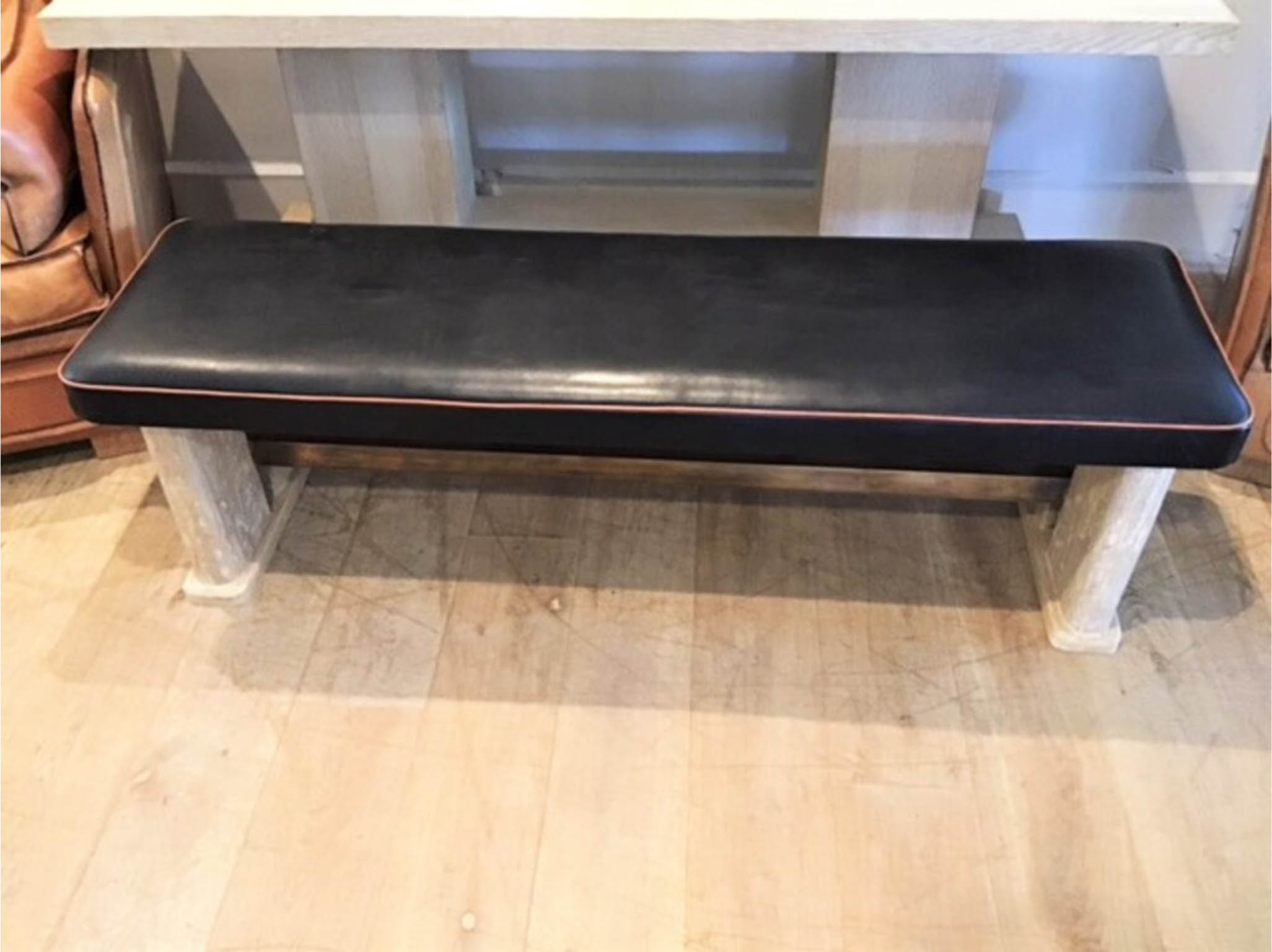 Lucca Studio Morton Oak and Leather Bench