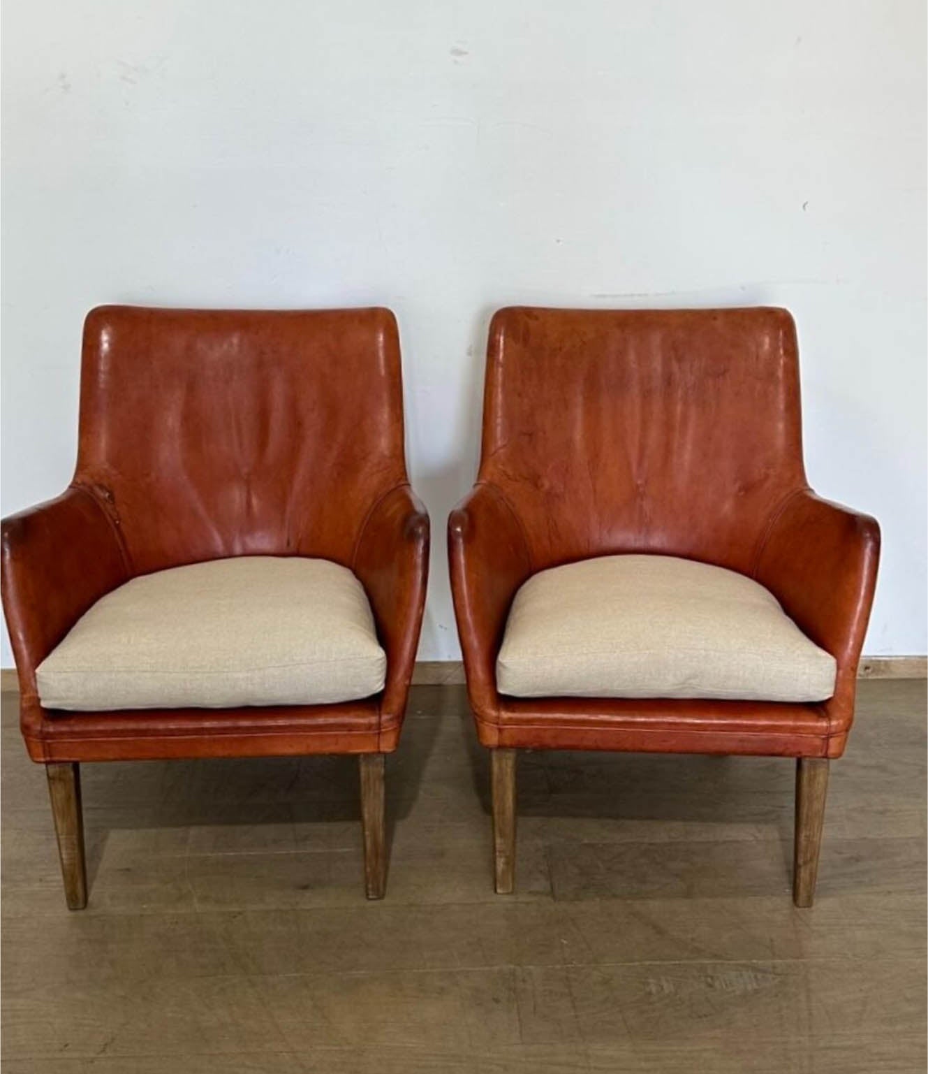 Pair of Arne Vodder Leather Chairs