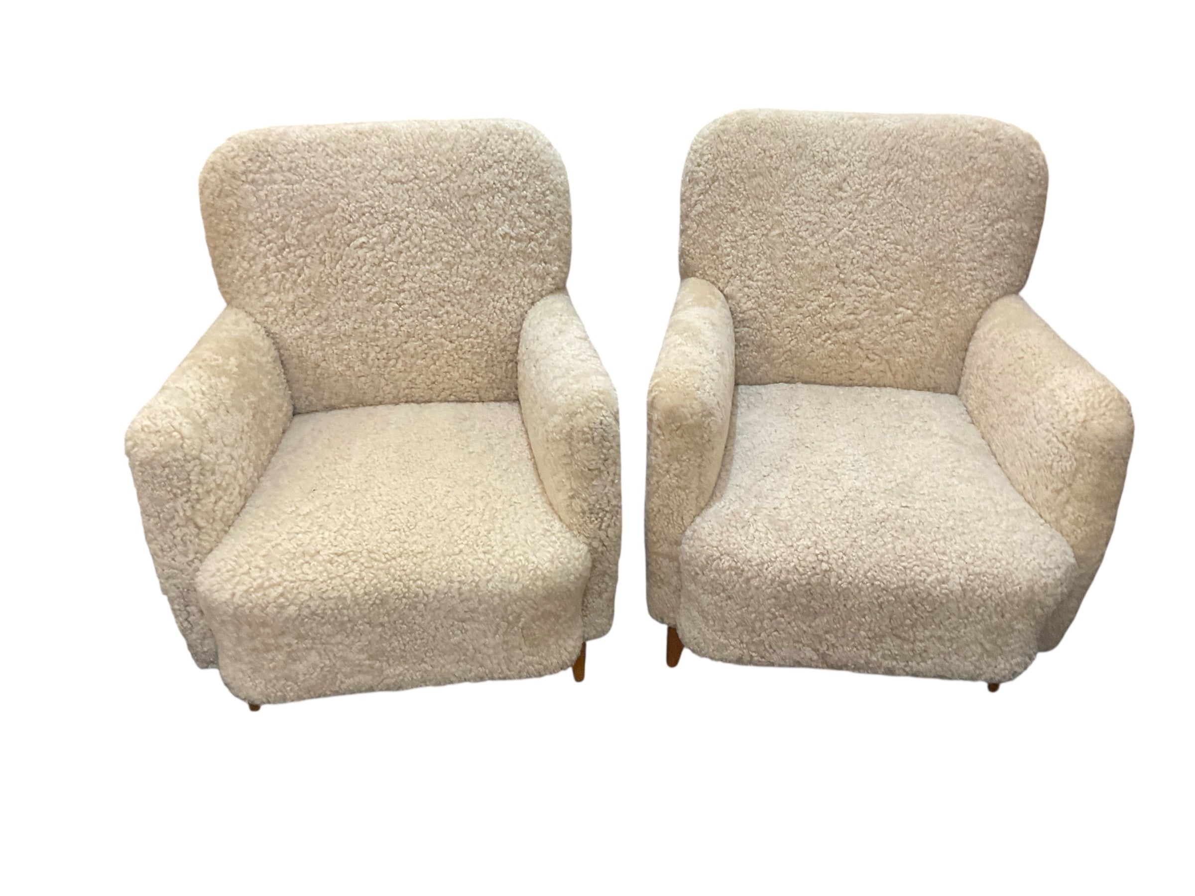 Pair of Danish 1930's Arm Chairs in Shearling
