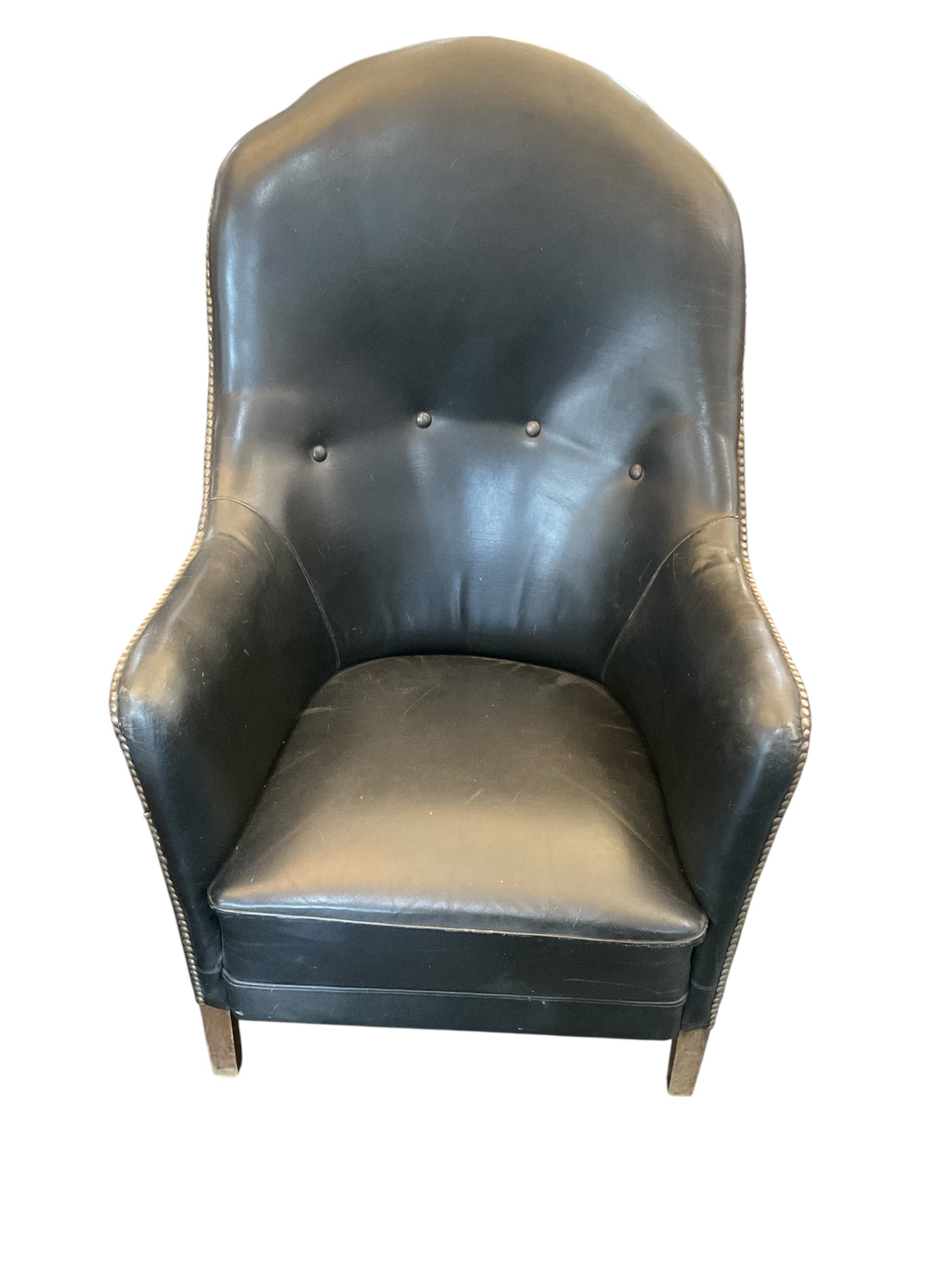 Vintage Danish Black Leather Arm Chair