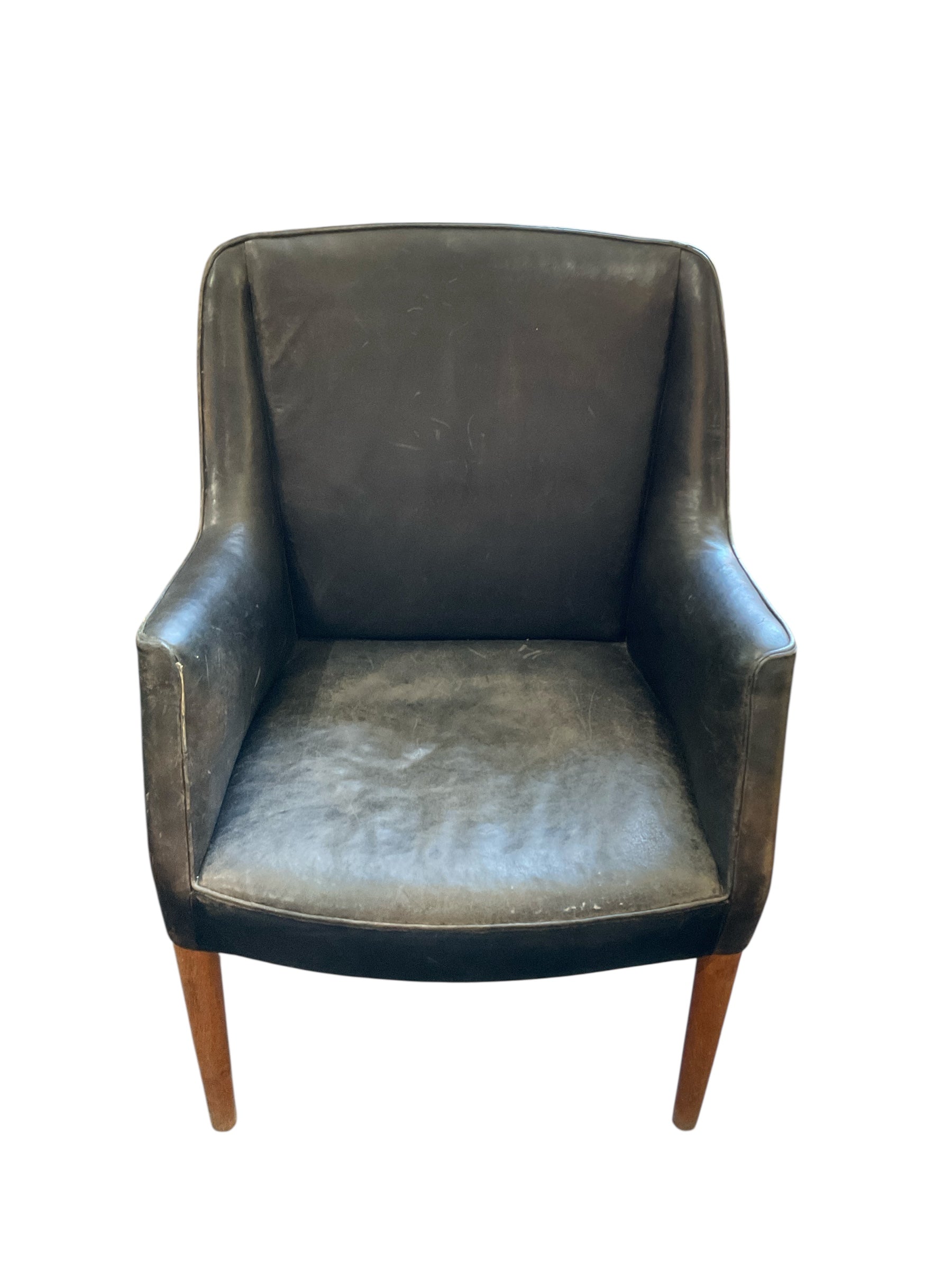 ￼￼1940s Danish Black Leather Chair
