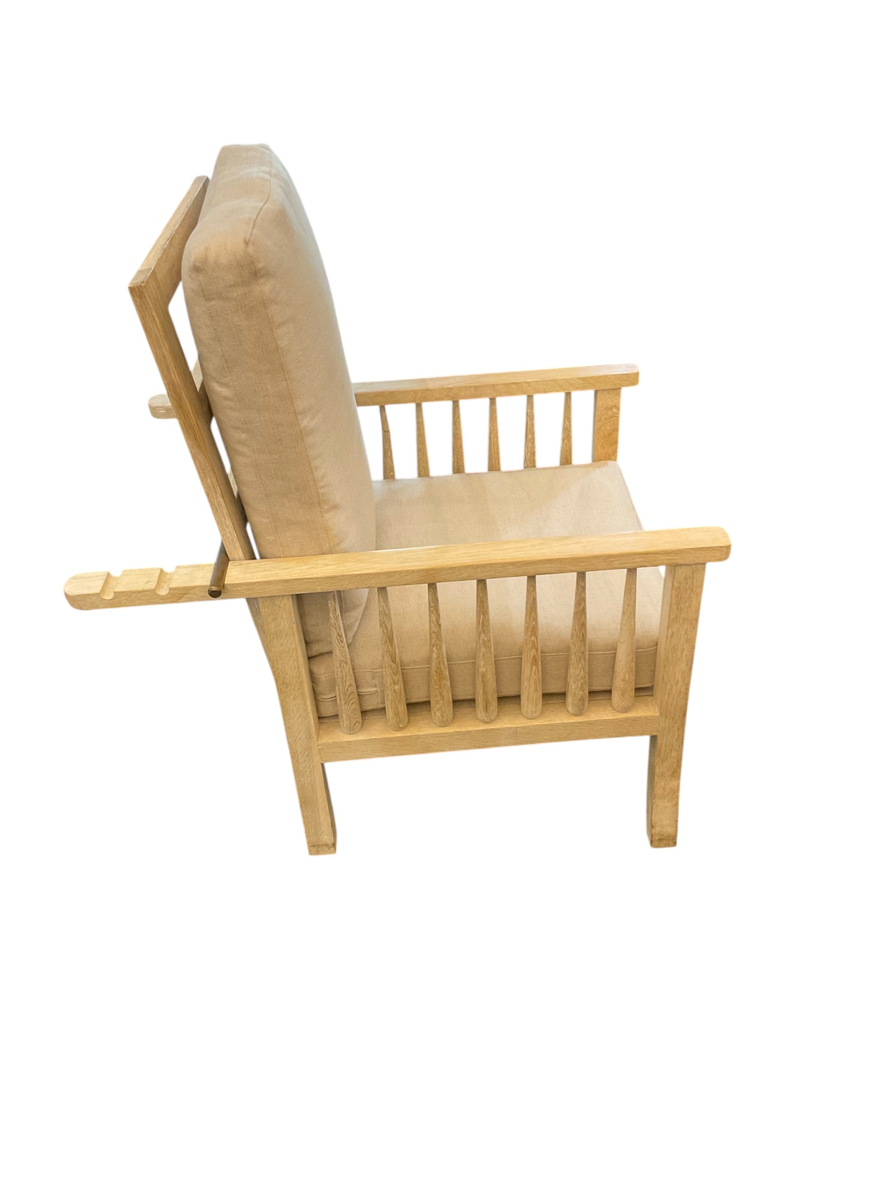 Pair of Limited Edition Adjustable Oak Slat Back Arm Chairs