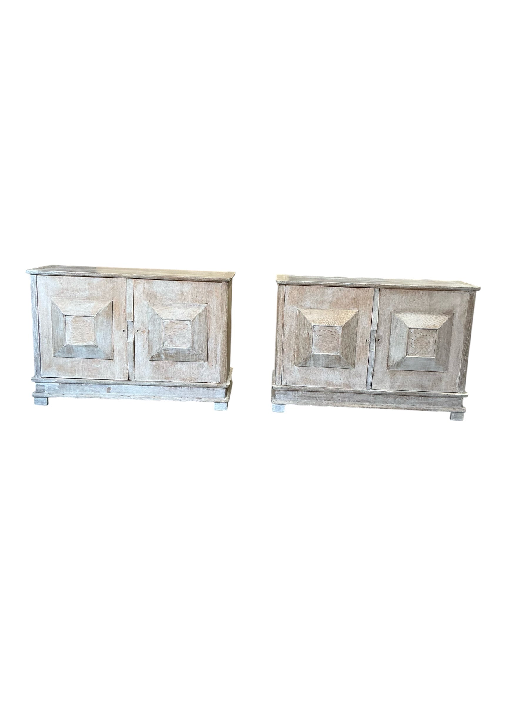 1930's French Oak Cerused Sideboard (pair available) ￼
