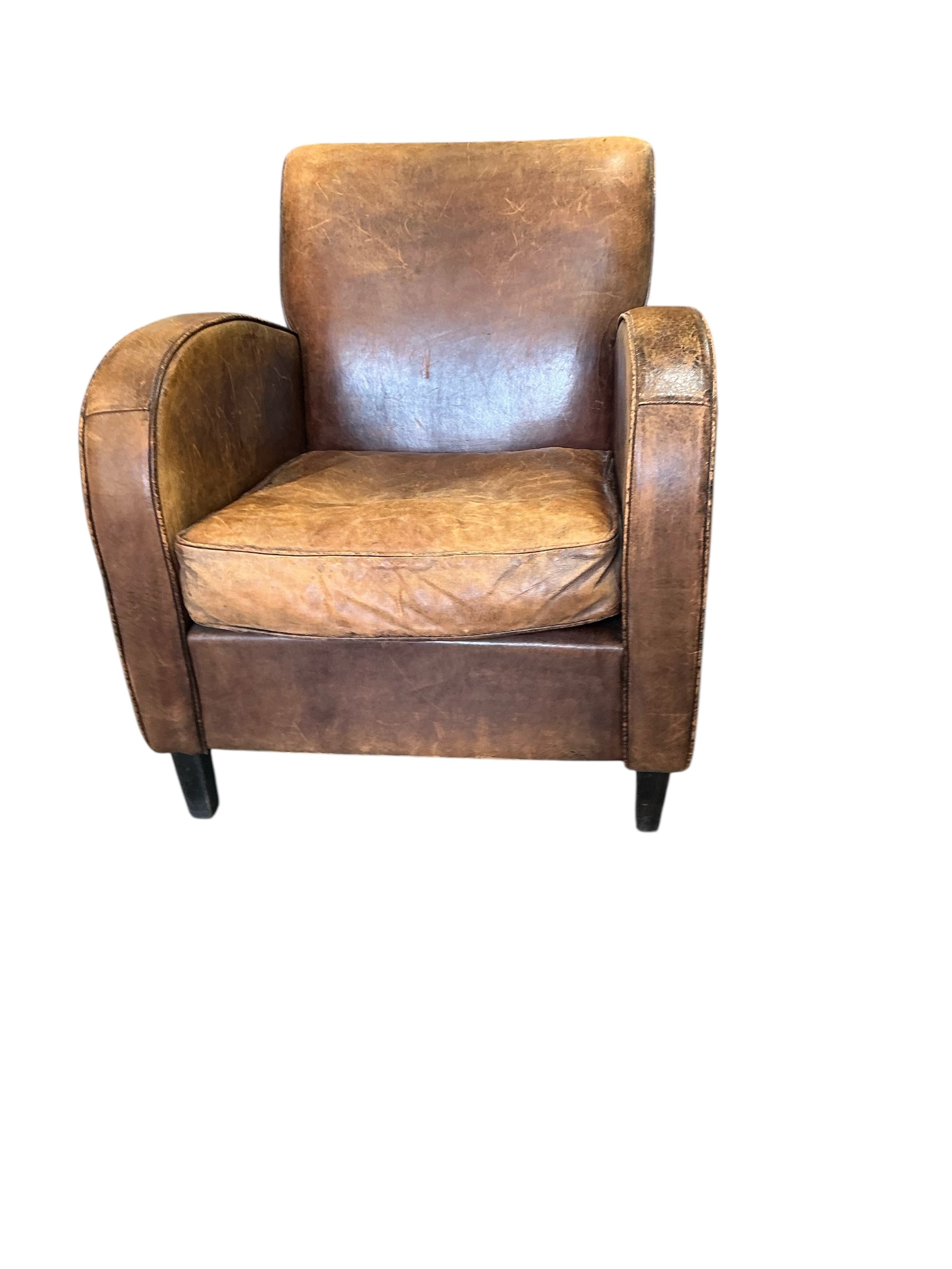 Pair of French 1940's Leather Chairs