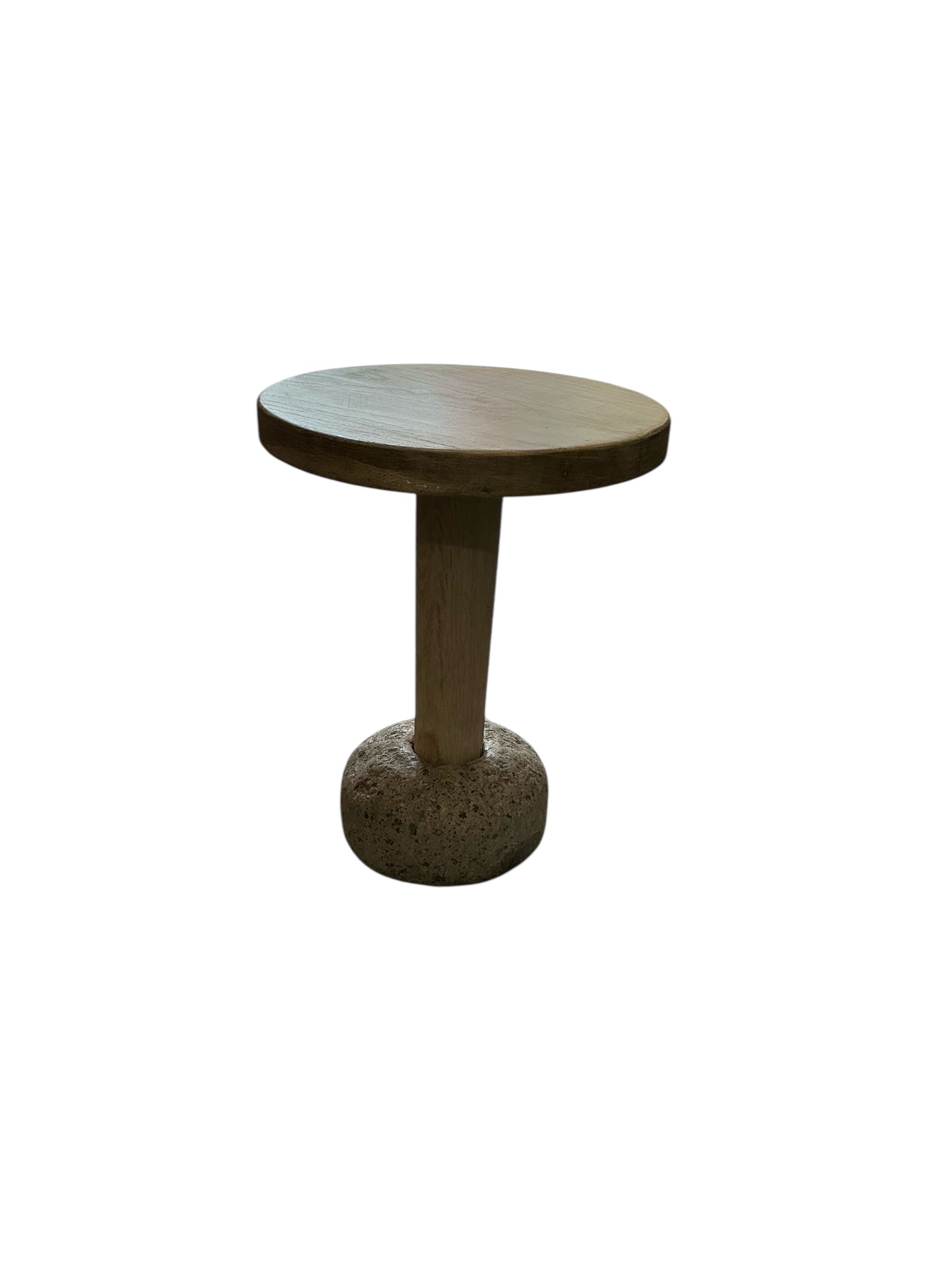 Limited Edition Oak and Stone Base Side Table