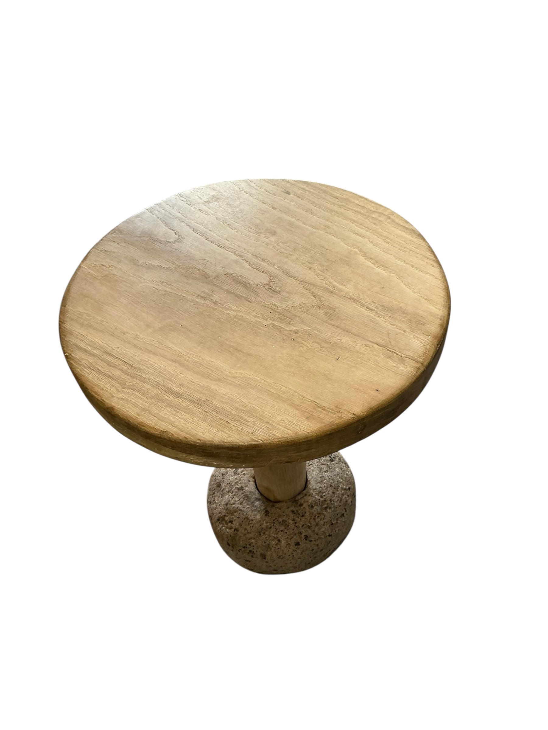 Limited Edition Oak and Stone Base Side Table