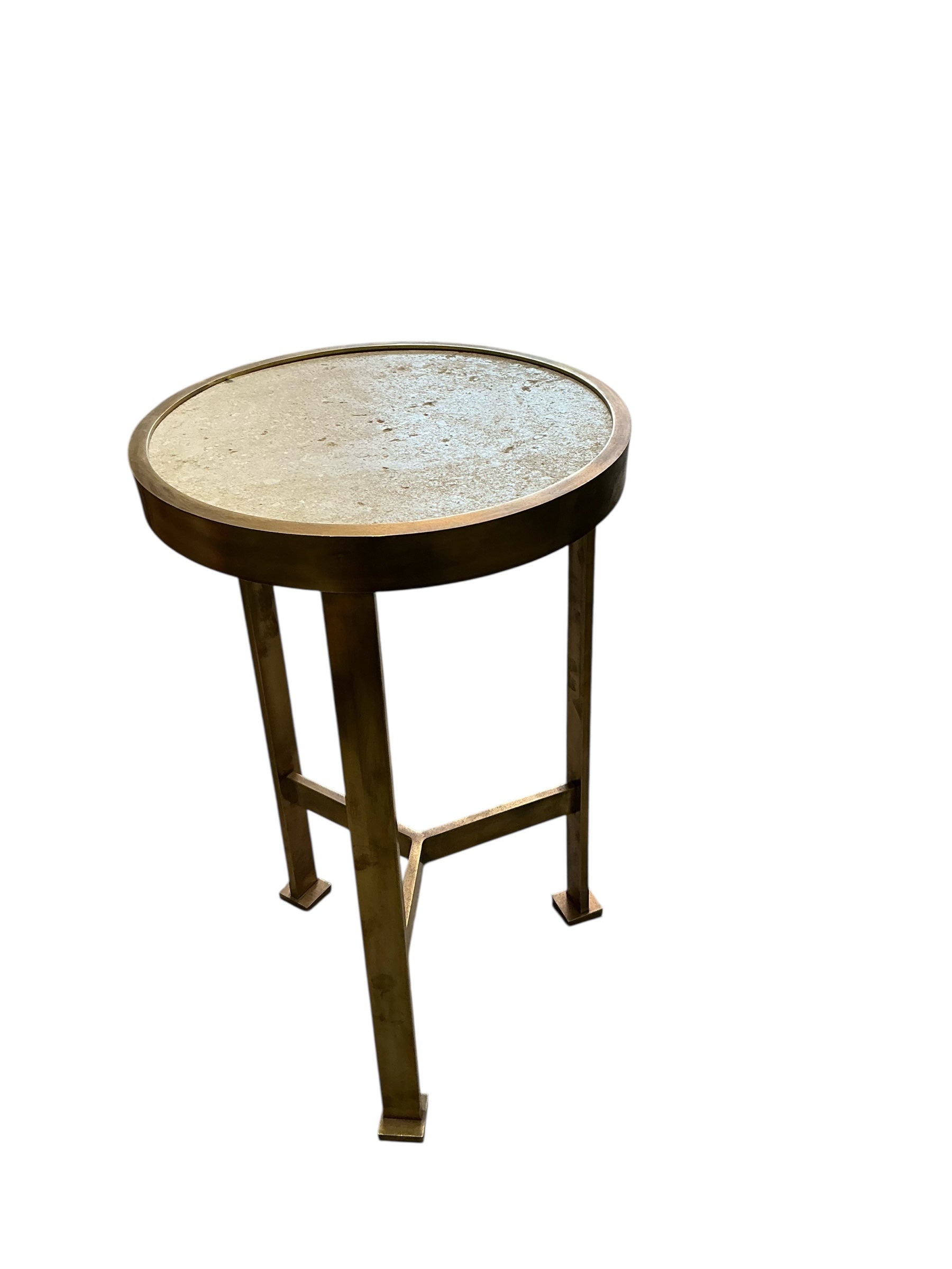 Lucca Studio Everett Bronze and Stone Side Table
