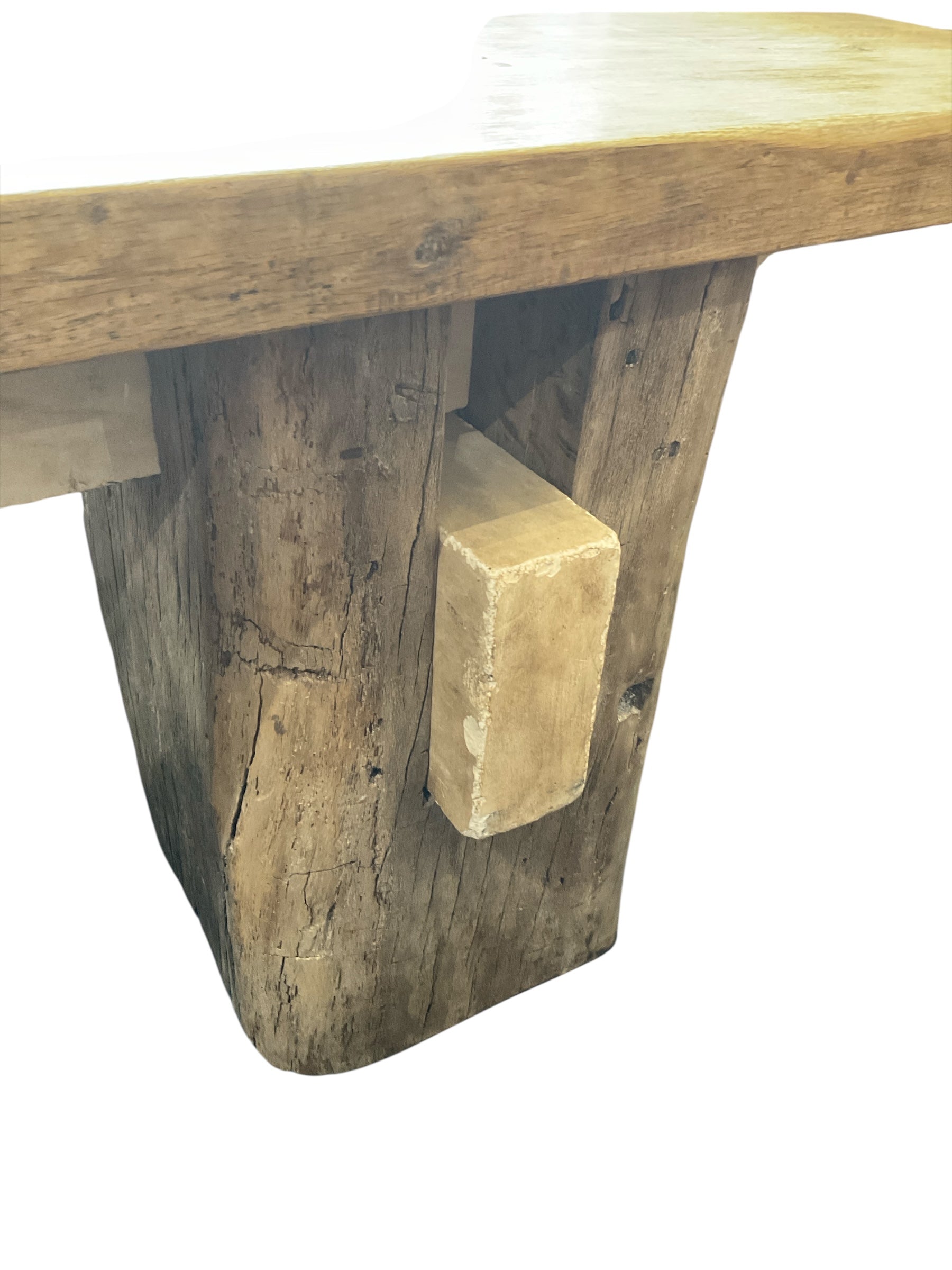 Limited Edition Console of 18th Century Oak and Limestone
