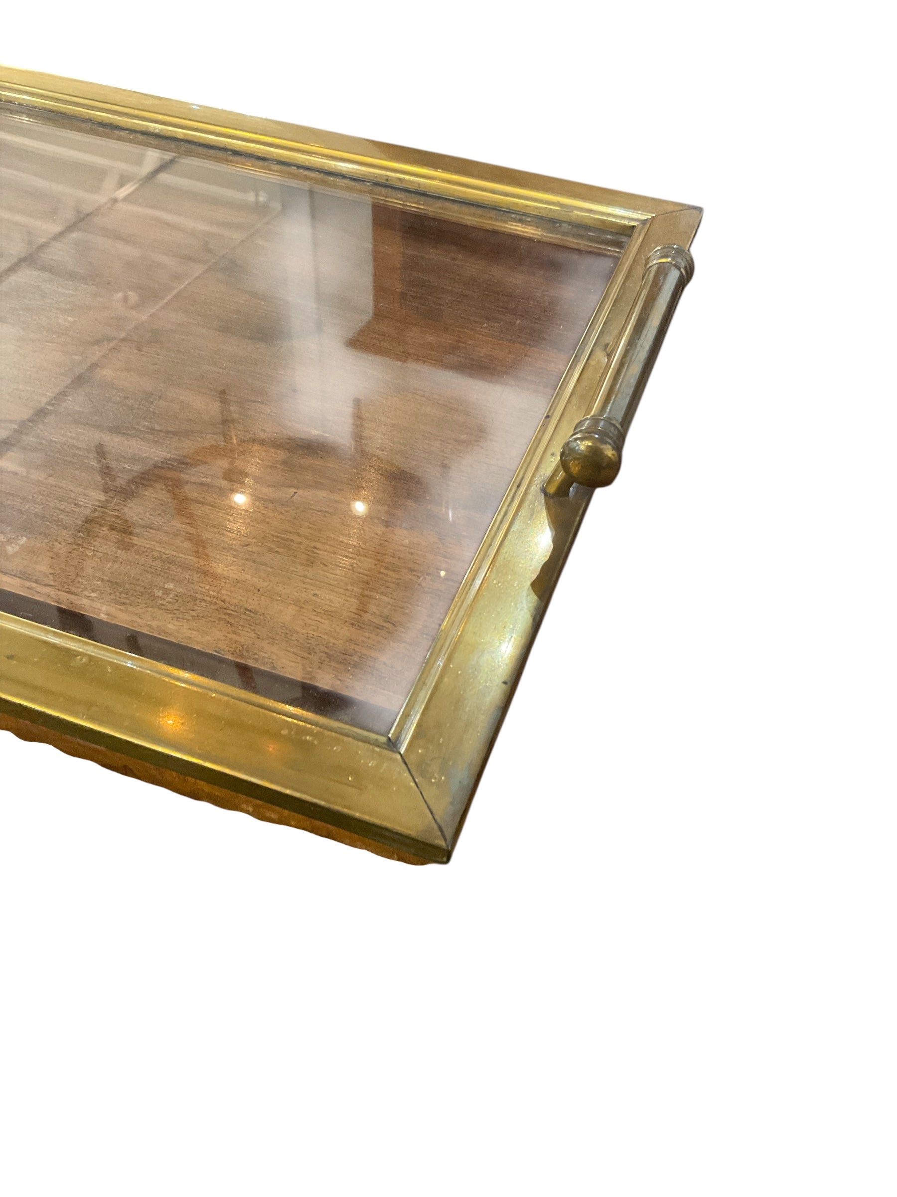 Mid-century brass and glass handled tray