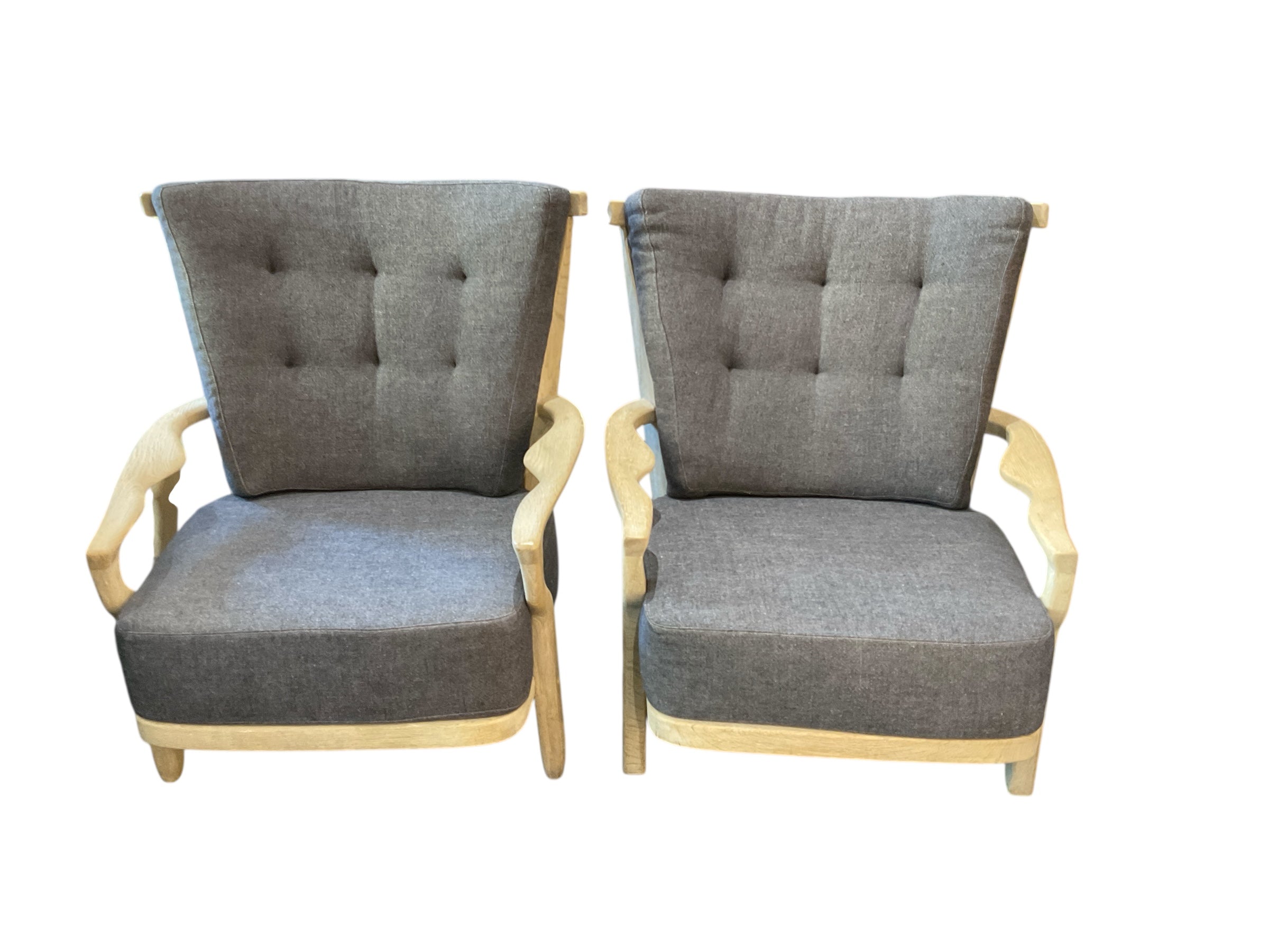 Pair of French 1960s Guillerme et Chambron Arm Chairs