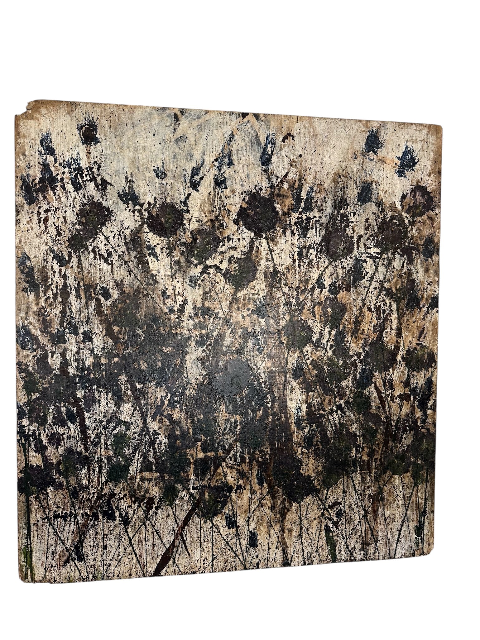 Large Stephen Keeney "Floral Abstraction" Oil Painting on Wood Board