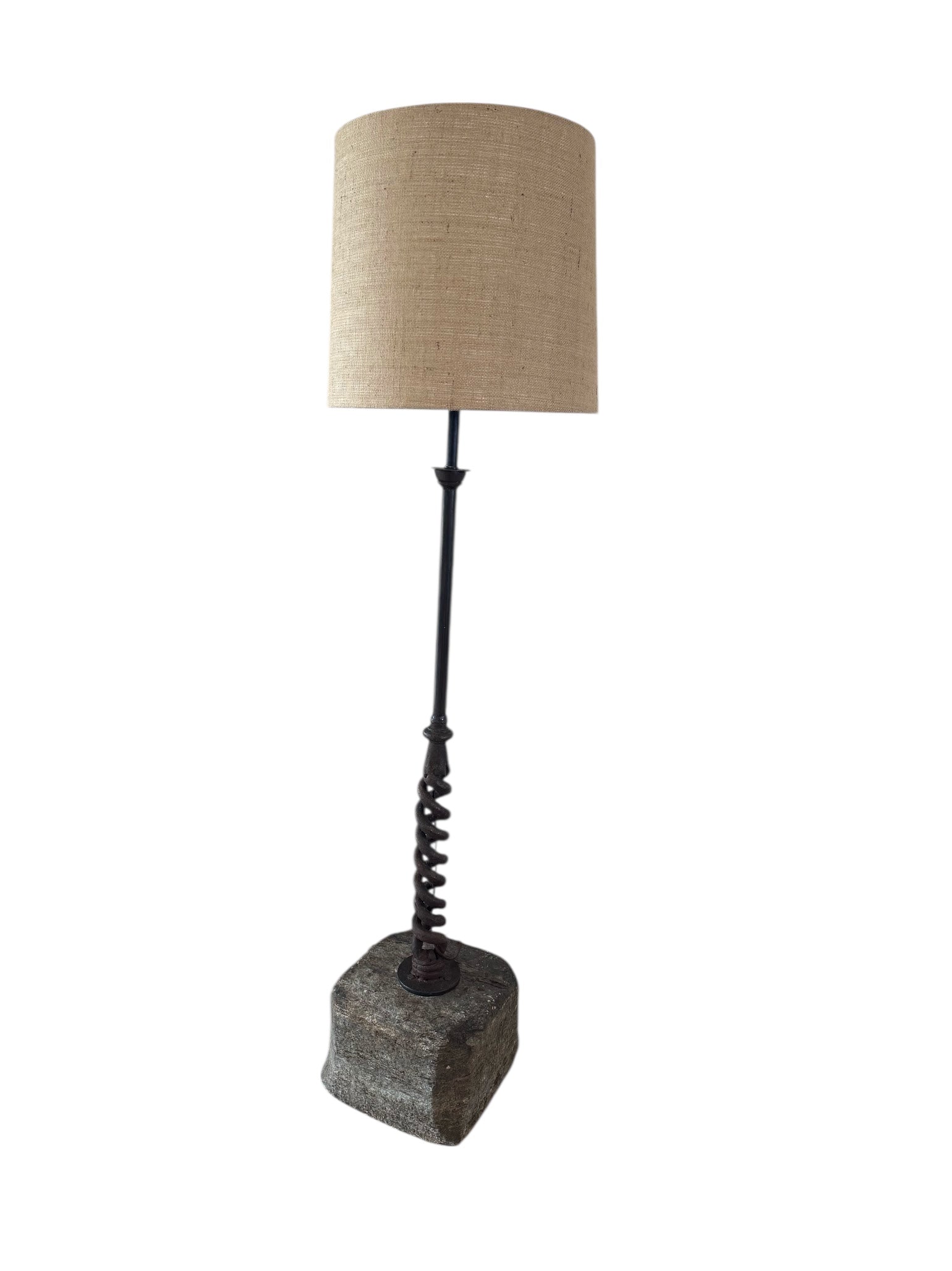 18th Century Iron and Stone Base Floor LampLight