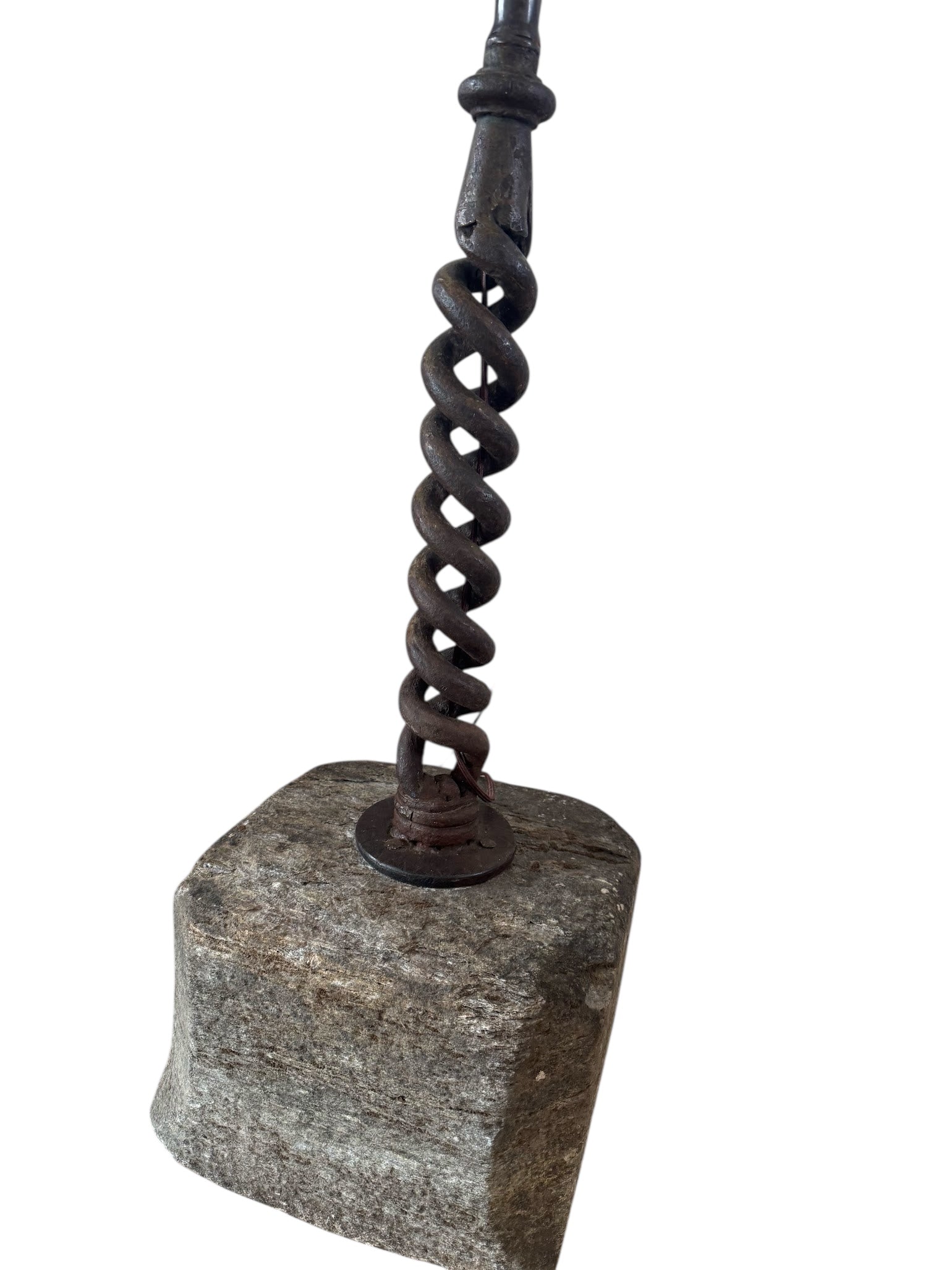 18th Century Iron and Stone Base Floor LampLight
