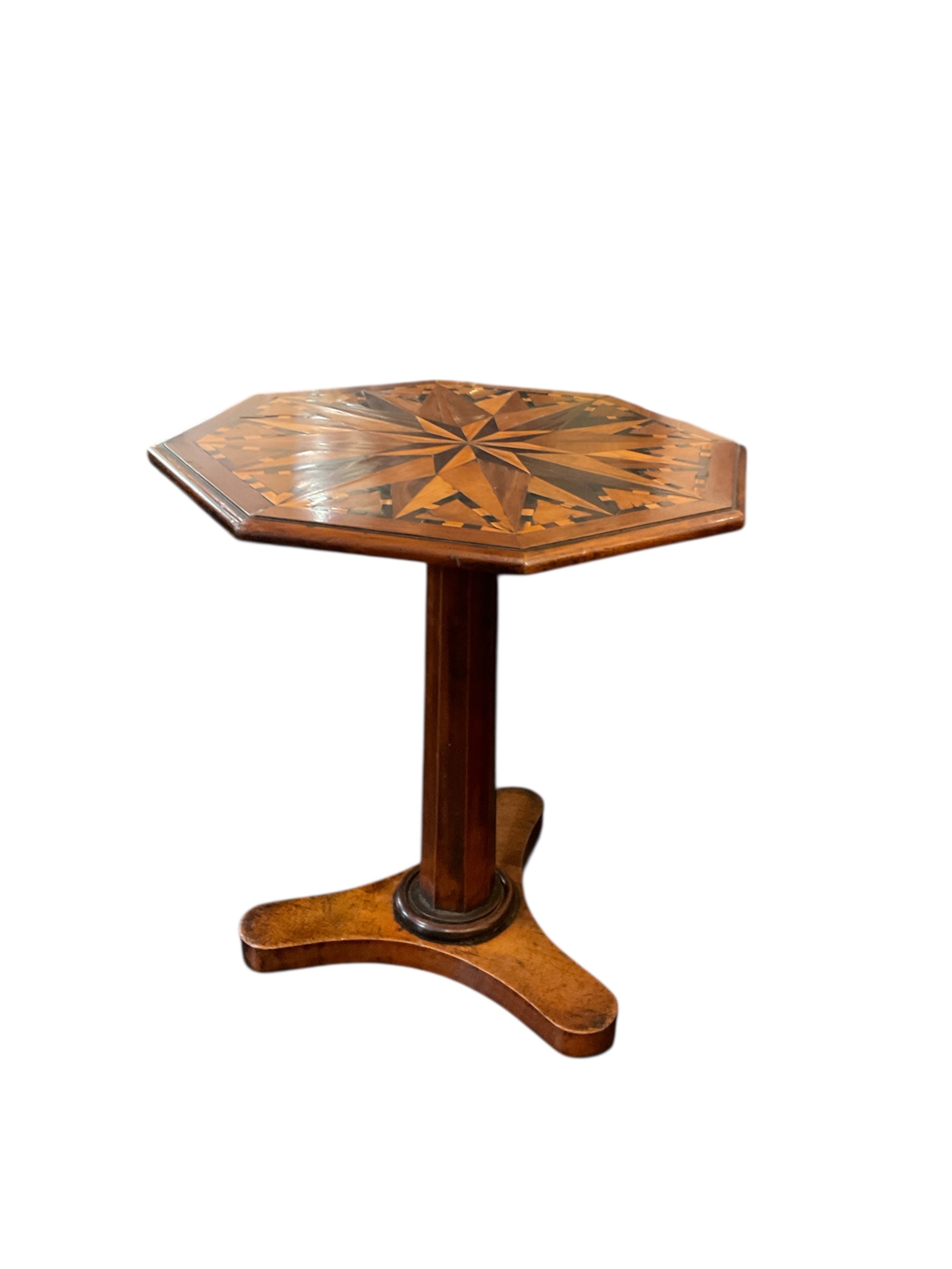 Pristine 19th Century English Inlaid Octagonal Side Table Table