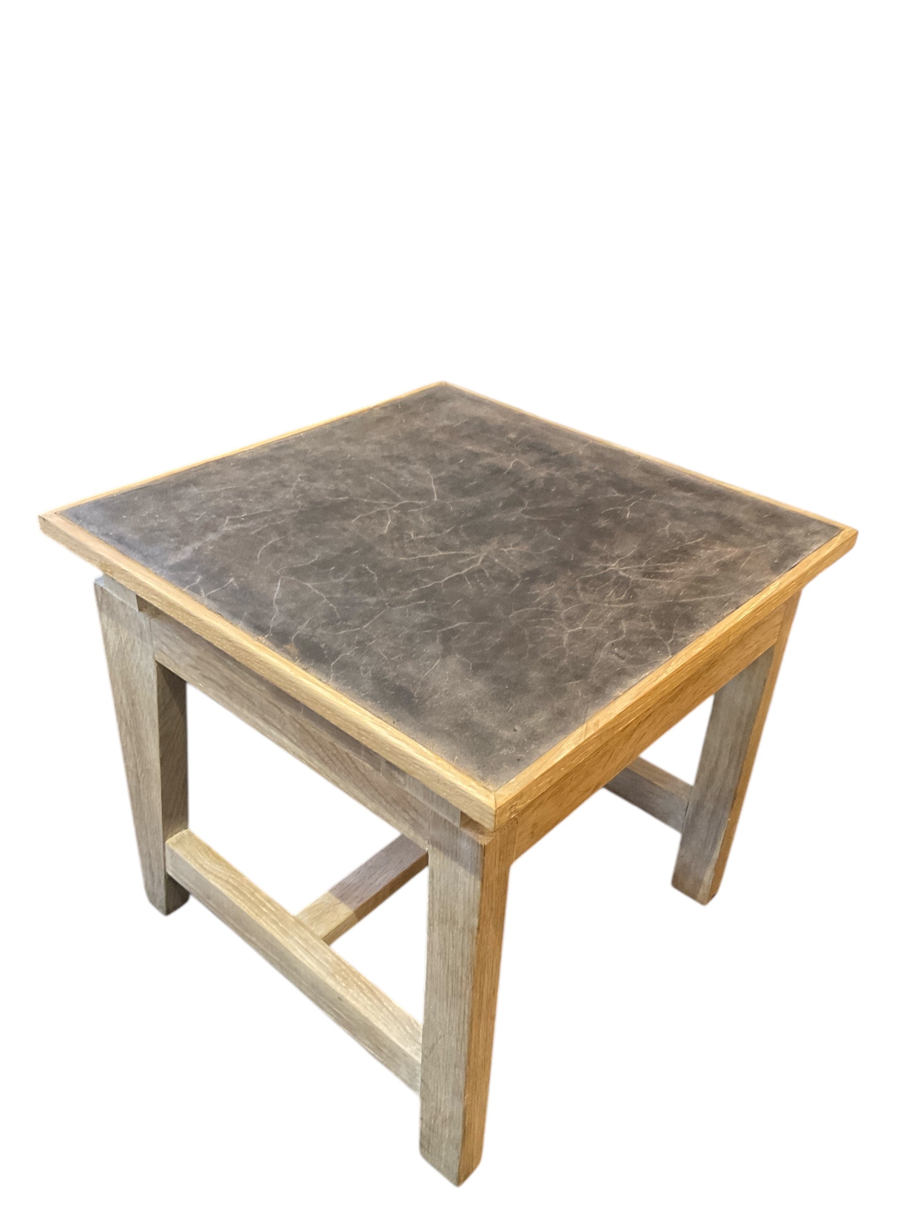 Limited Edition Oak Side table with Vintage Leather Top