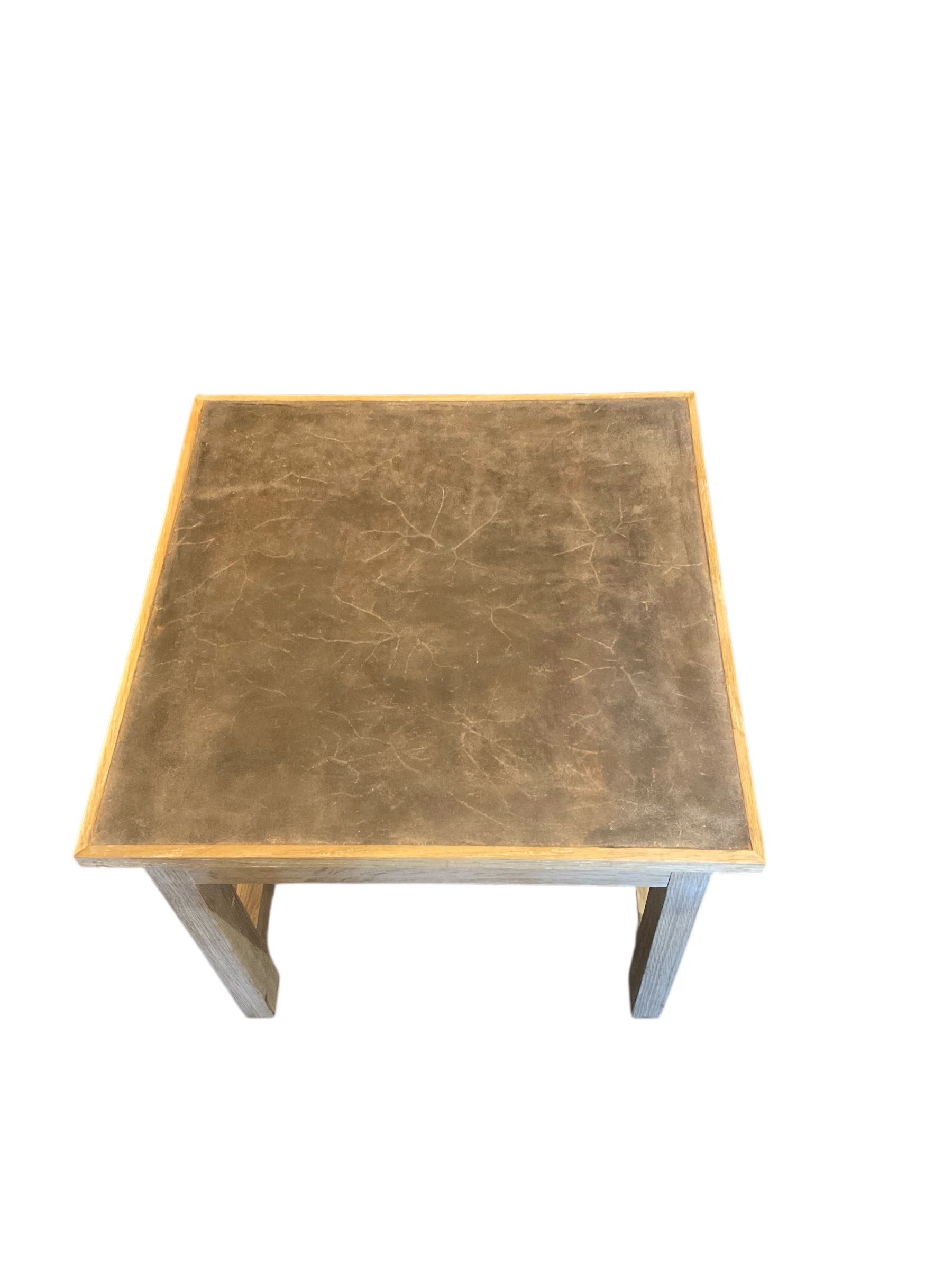 Limited Edition Oak Side table with Vintage Leather Top