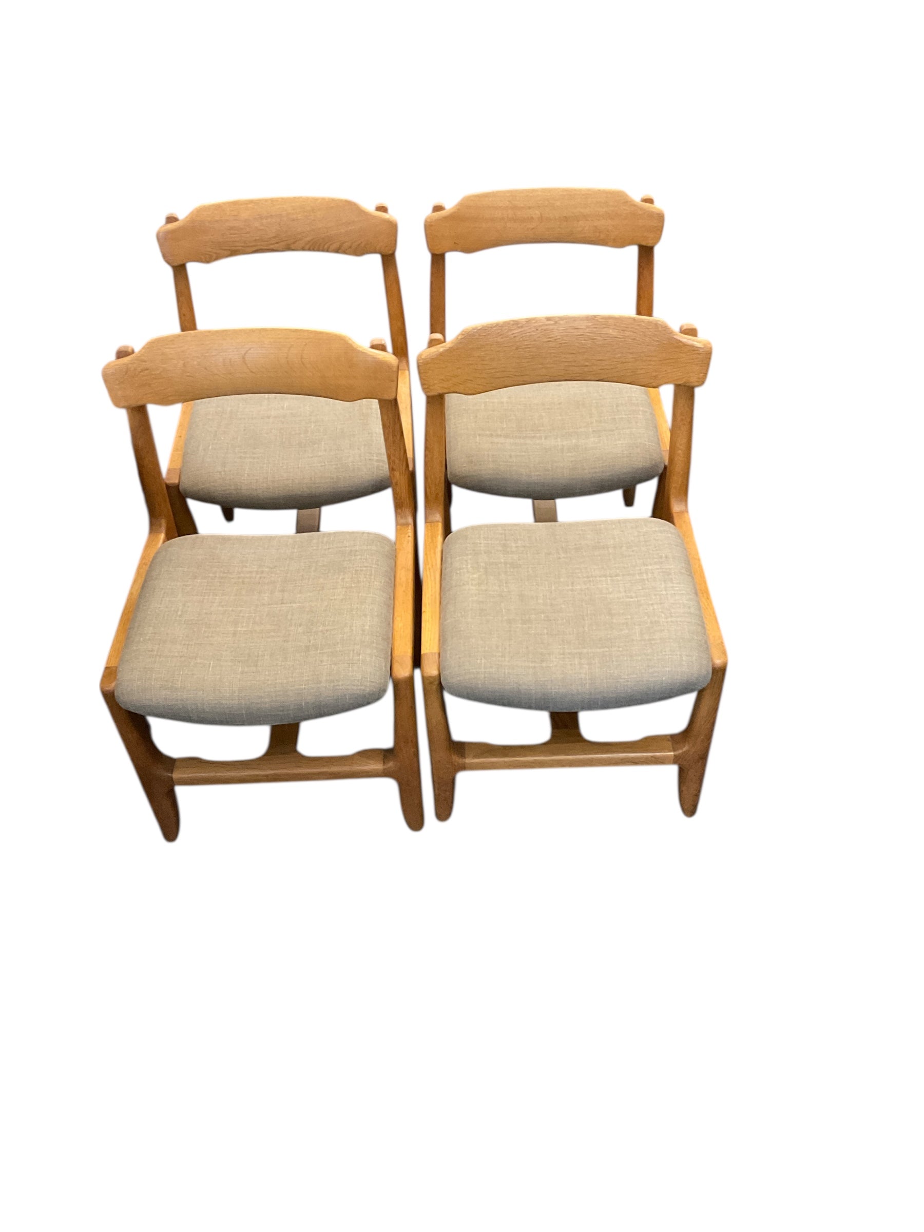 Set of 4 Guillerme and Chambron Oak Dining Chairs
