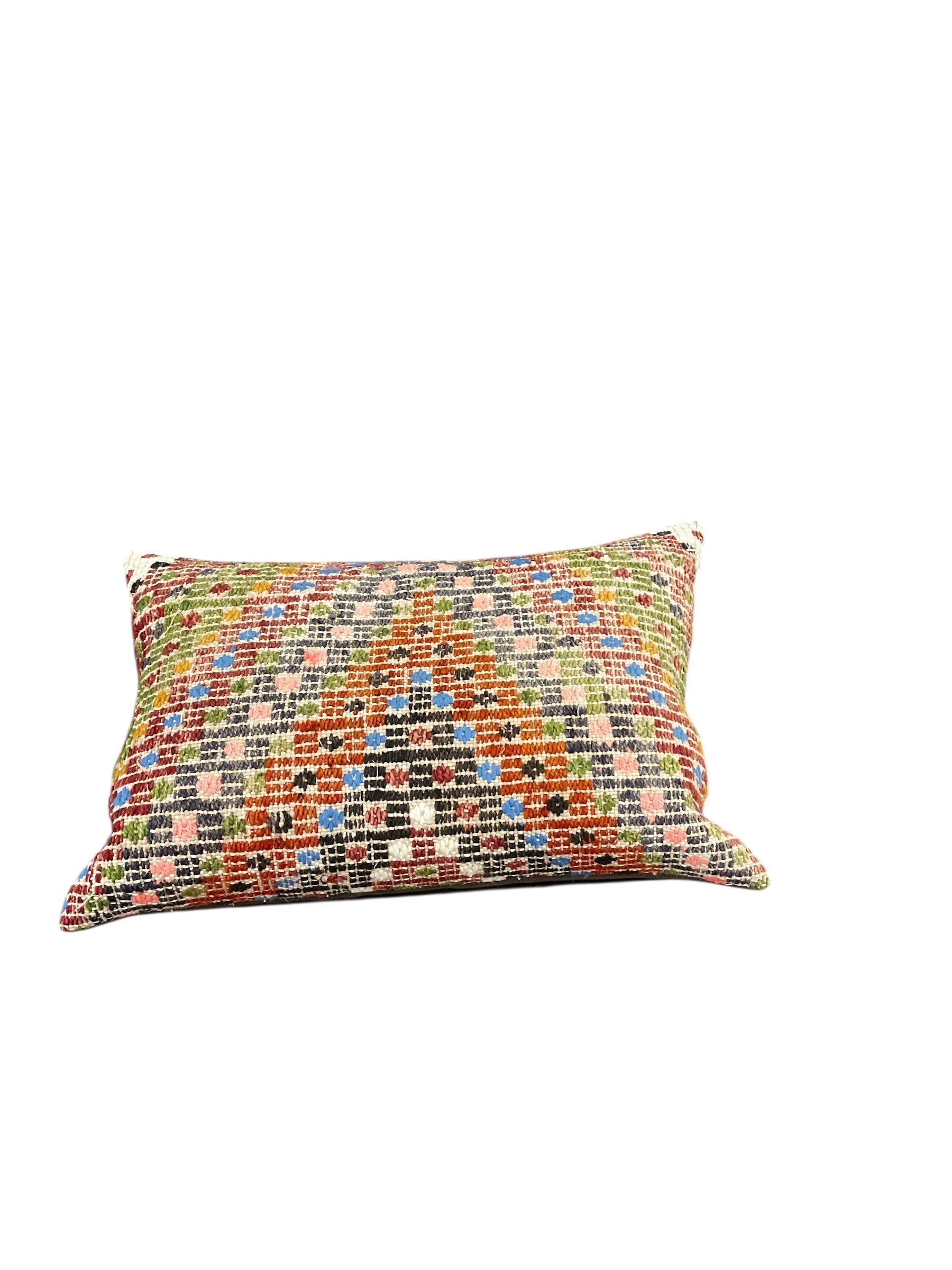 18th Century Moroccan Emproidery Textile, Multi Color Pillow