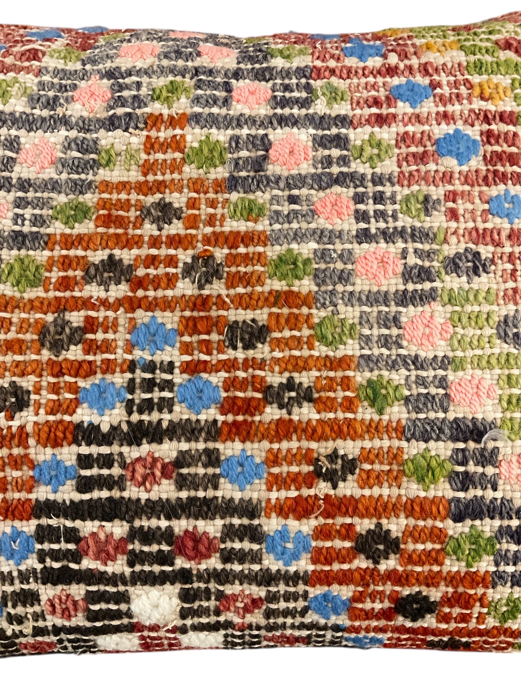 18th Century Moroccan Emproidery Textile, Multi Color Pillow