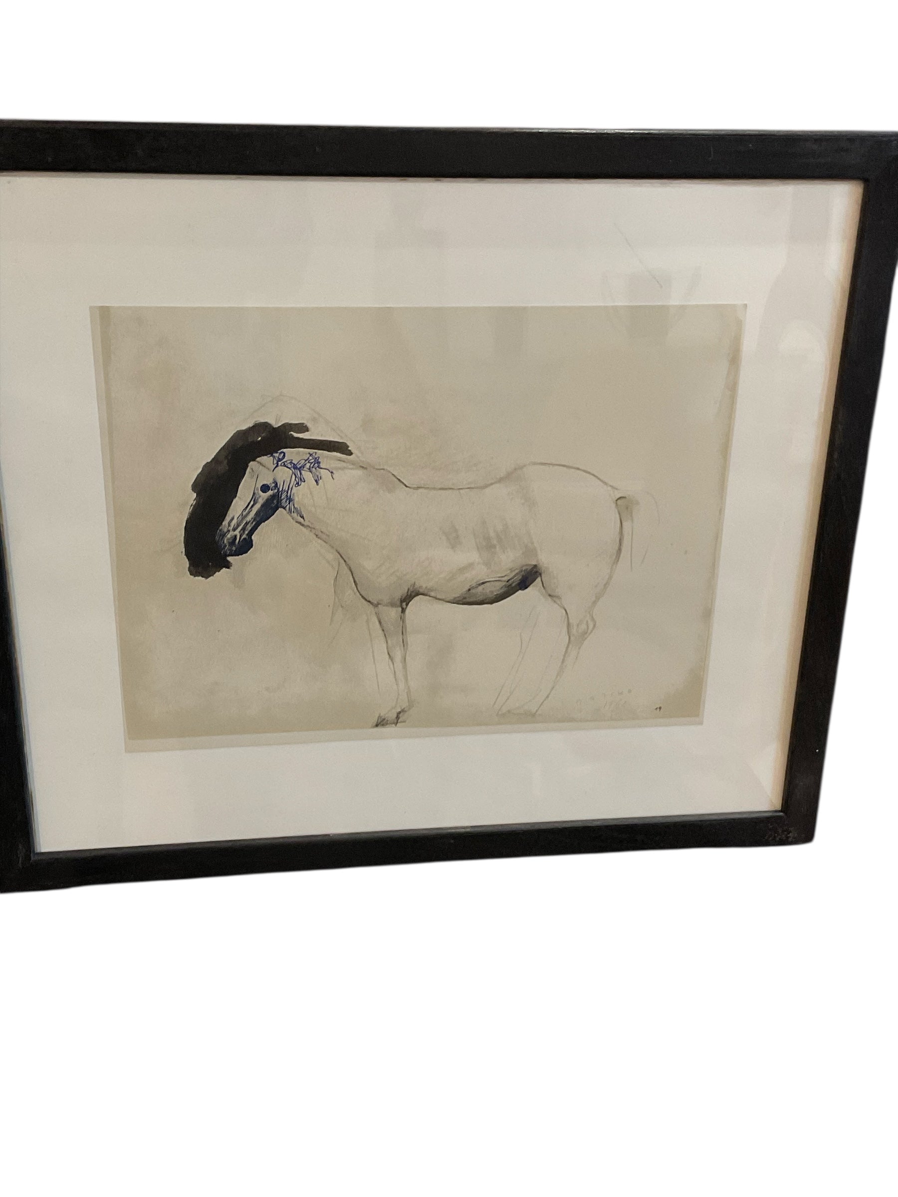Vintage Italian Horse Sketch in Ink