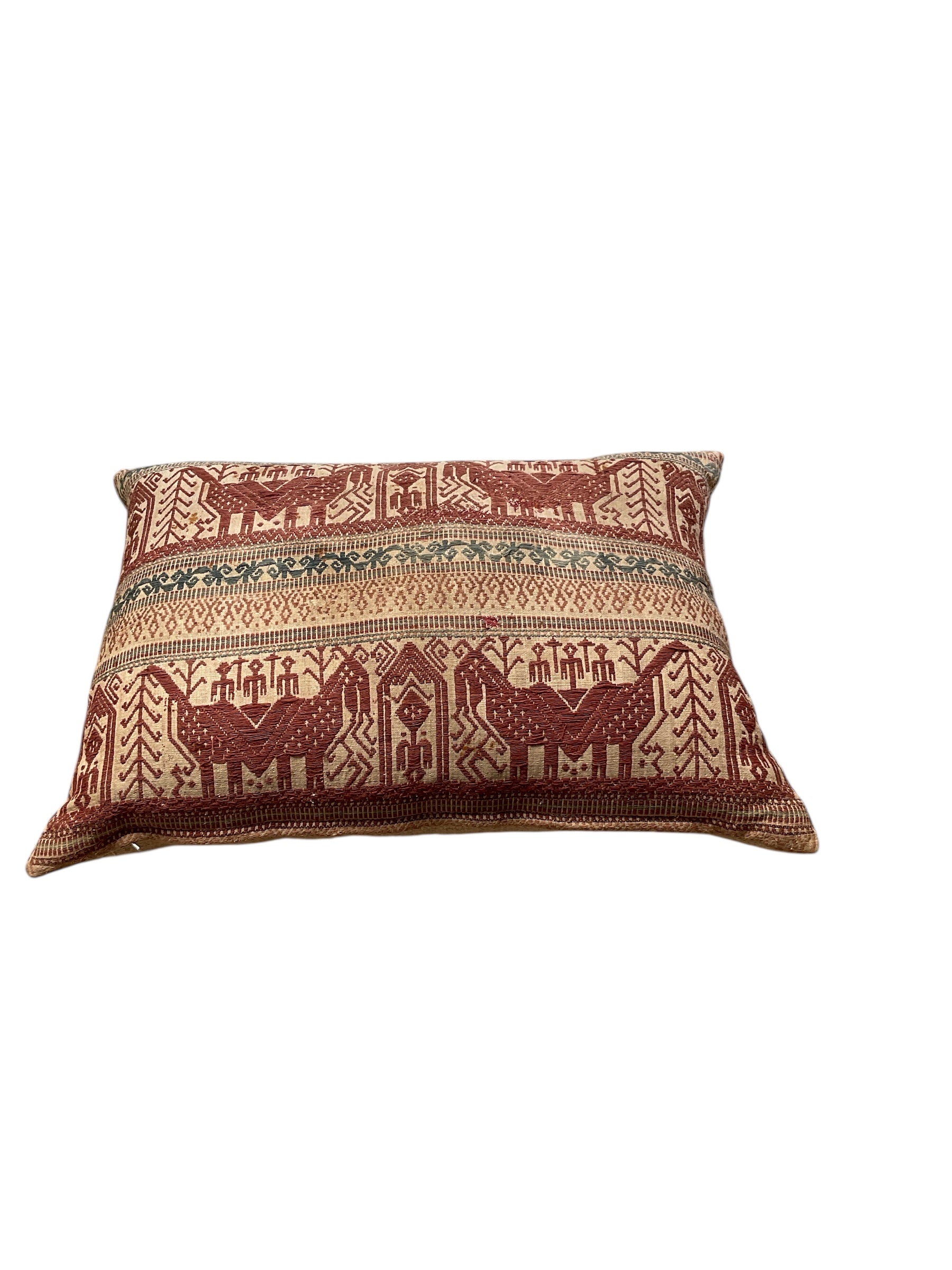 19th Century Indonesian Rare Embroidery Textile Pillow