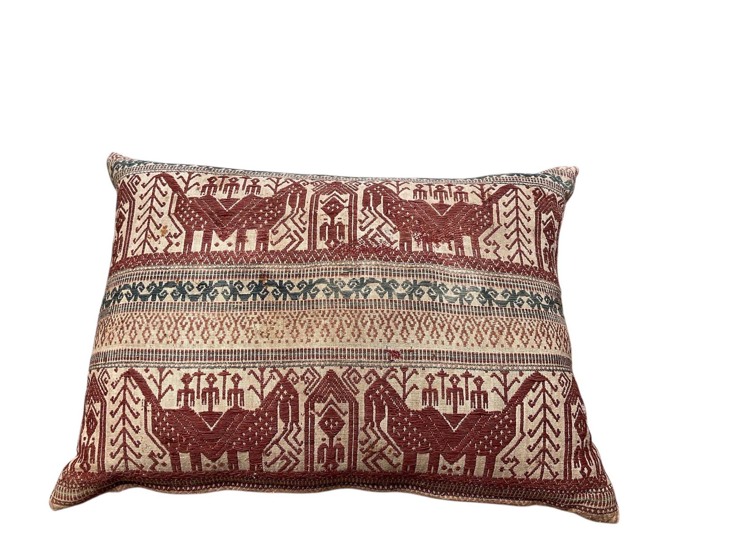 19th Century Indonesian Rare Embroidery Textile Pillow