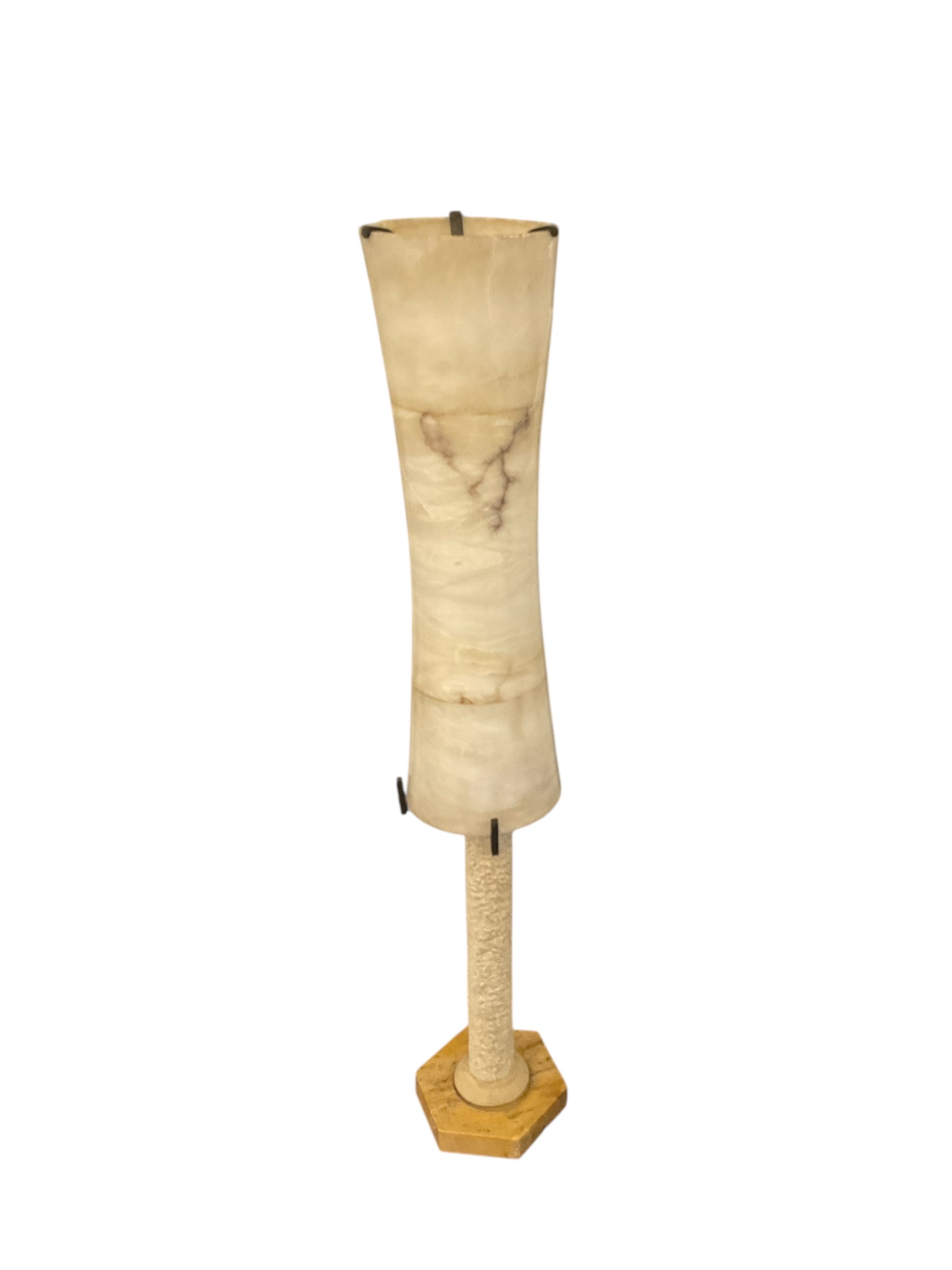 Large Scale Vintage Spanish Alabaster Table Lamp