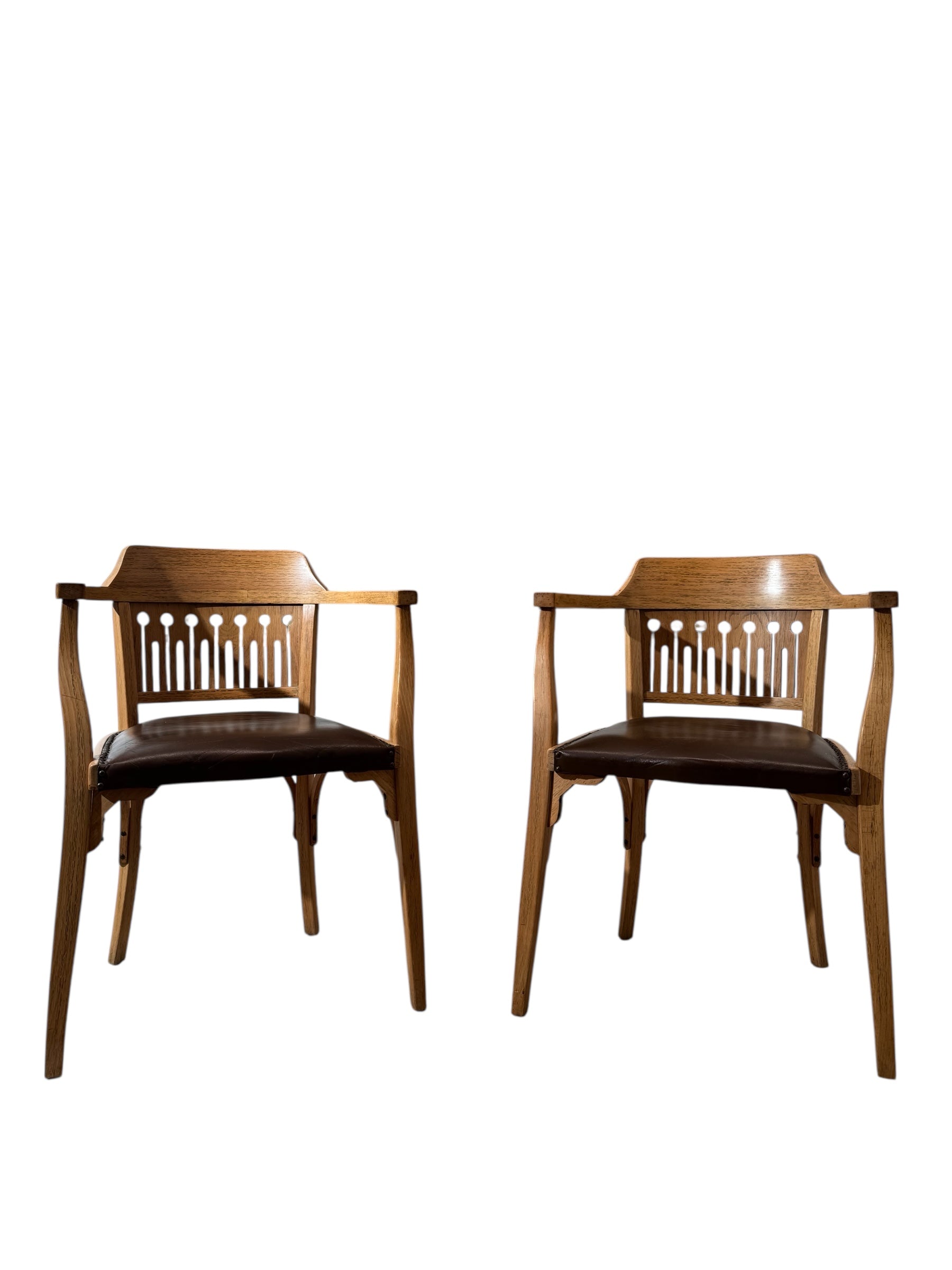 Pair of Oak Austrian Secessionist Armchairs